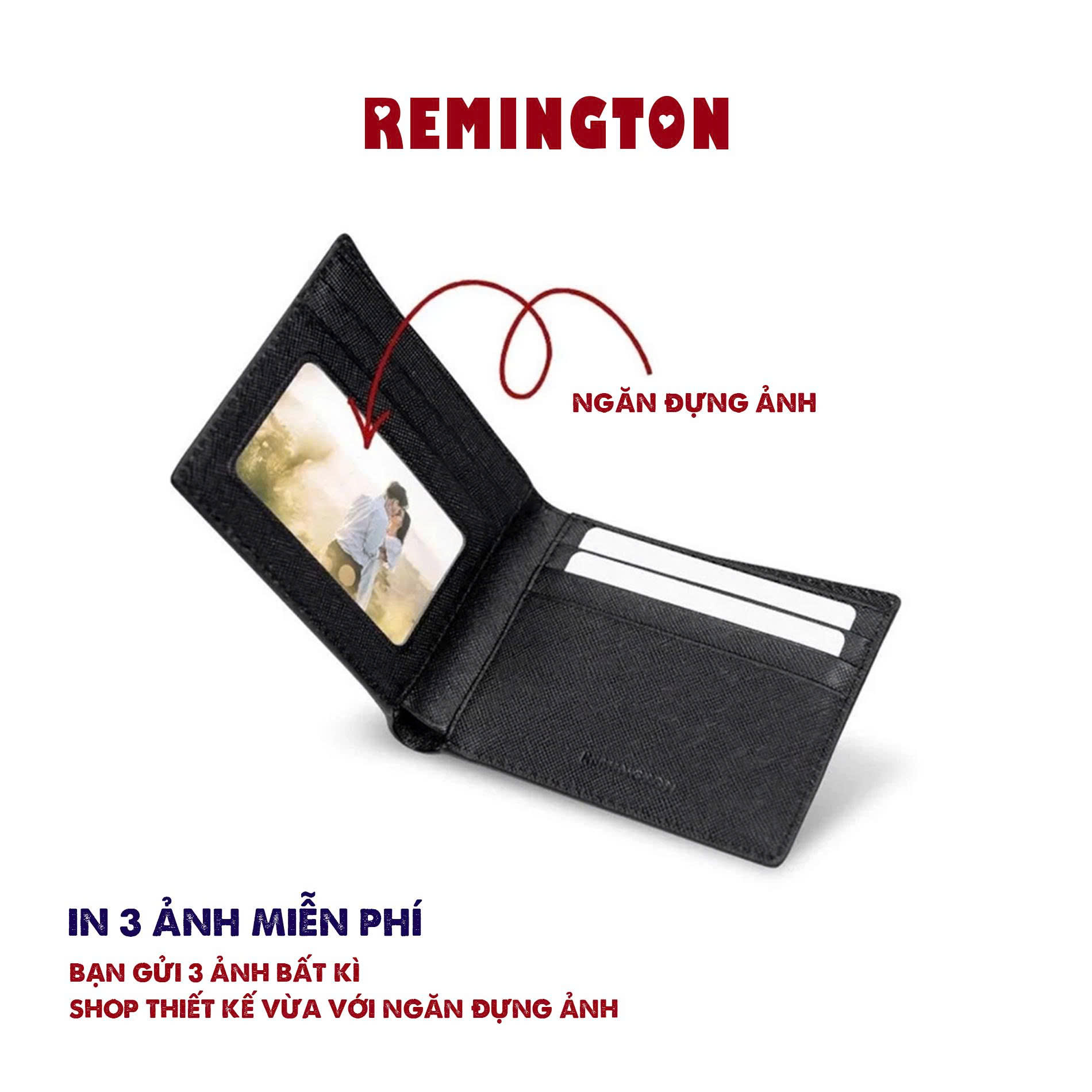 [ Fullbox đã gói quà ] Ví nam khắc tên theo yêu cầu Remington - Cosmos ngang fullbox miễn phí in 3 ảnh và tặng kèm hộp, túi giấy làm quà tặng_thumbnail_5