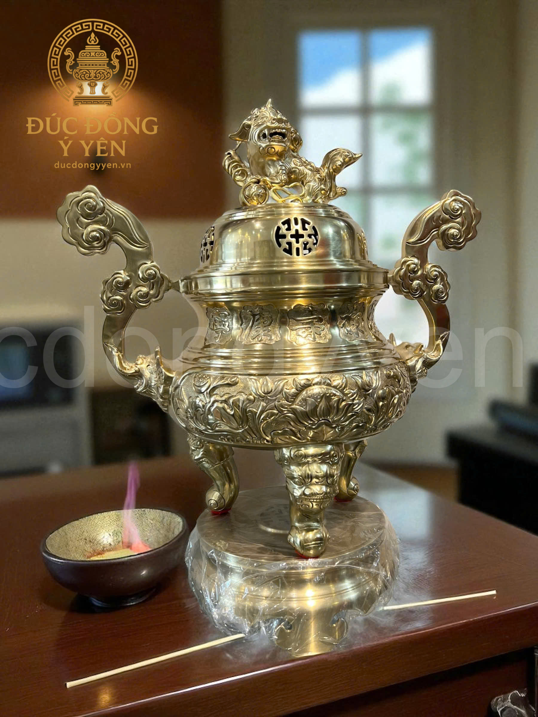 Bộ tam sự cao 60cm hoa văn sen đúc đồng cát tút_thumbnail_2