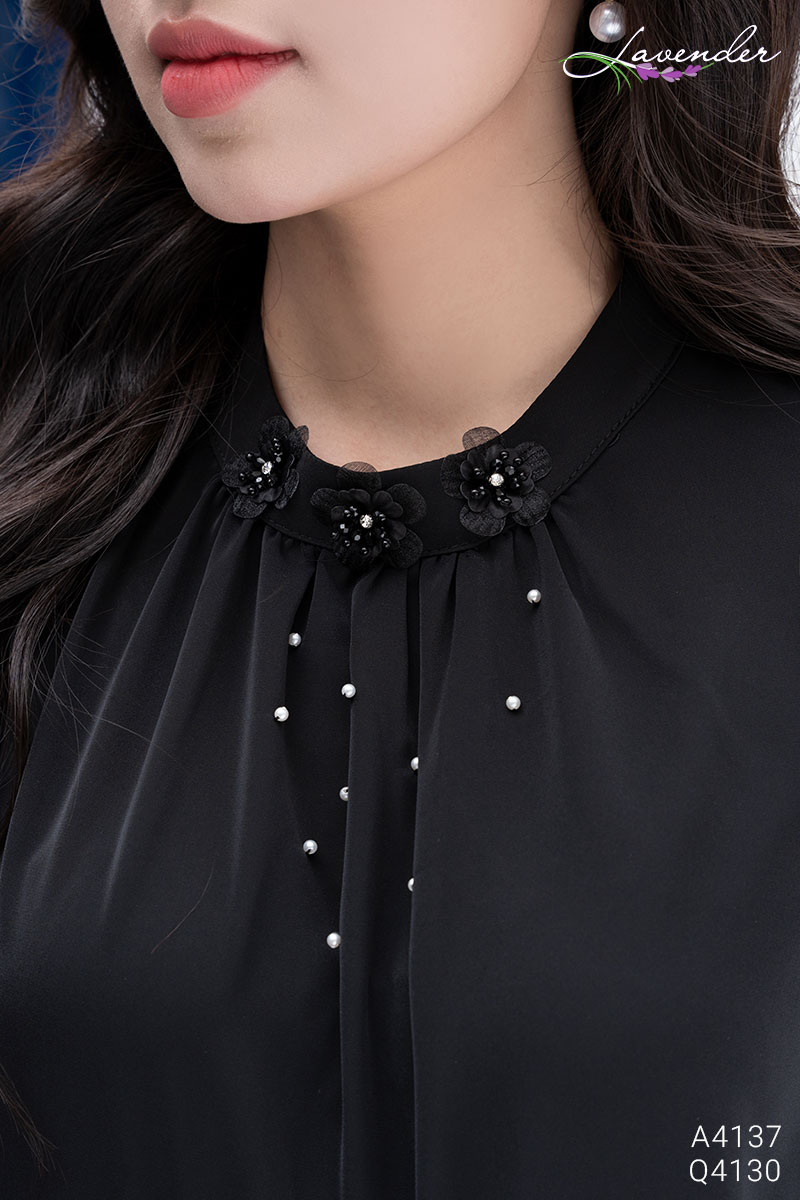 Set Áo sơ mi cổ trụ trang trí hoa S4137_thumbnail_2