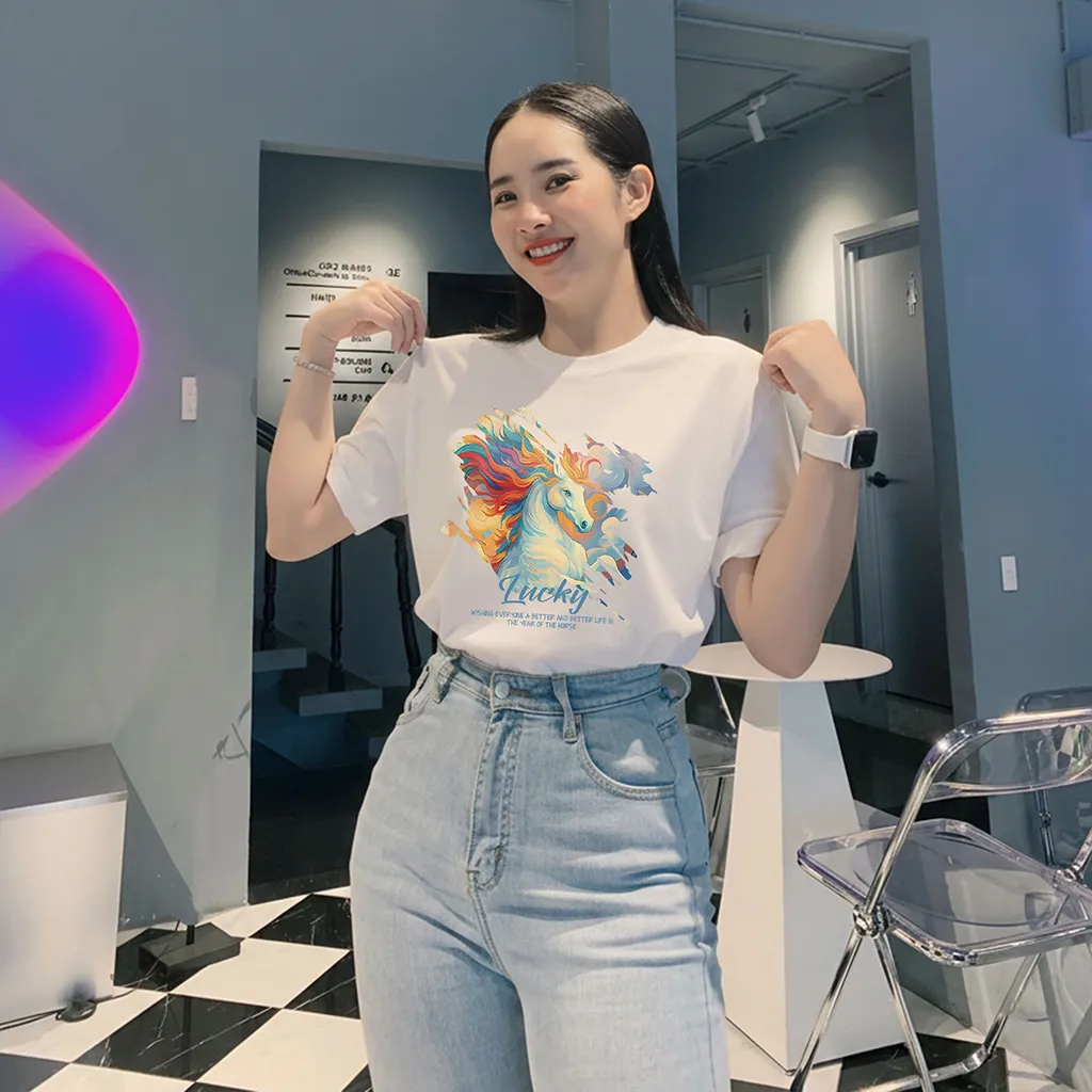 Áo thun Tết Bính Ngọ Lucky Miucho Chic vải cotton thoáng mát form vừa tôn dáng 3016_thumbnail_3