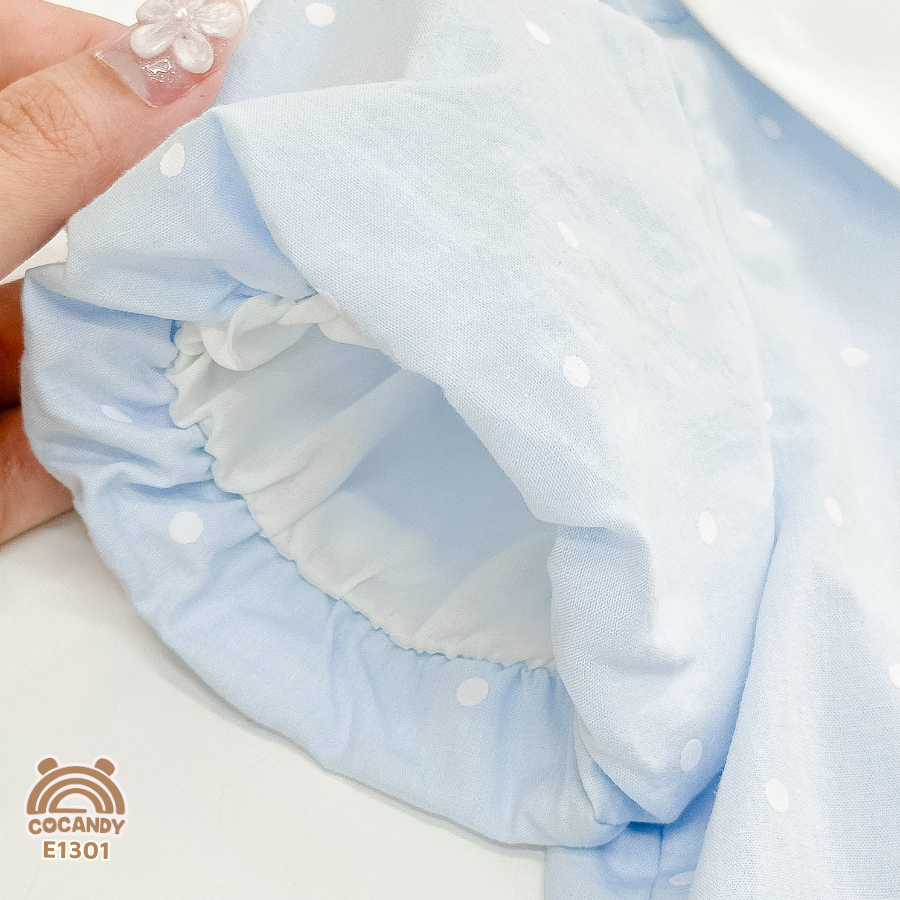 Áo cộc sơ mi XANH chấm bi sóng ngực_thumbnail_6