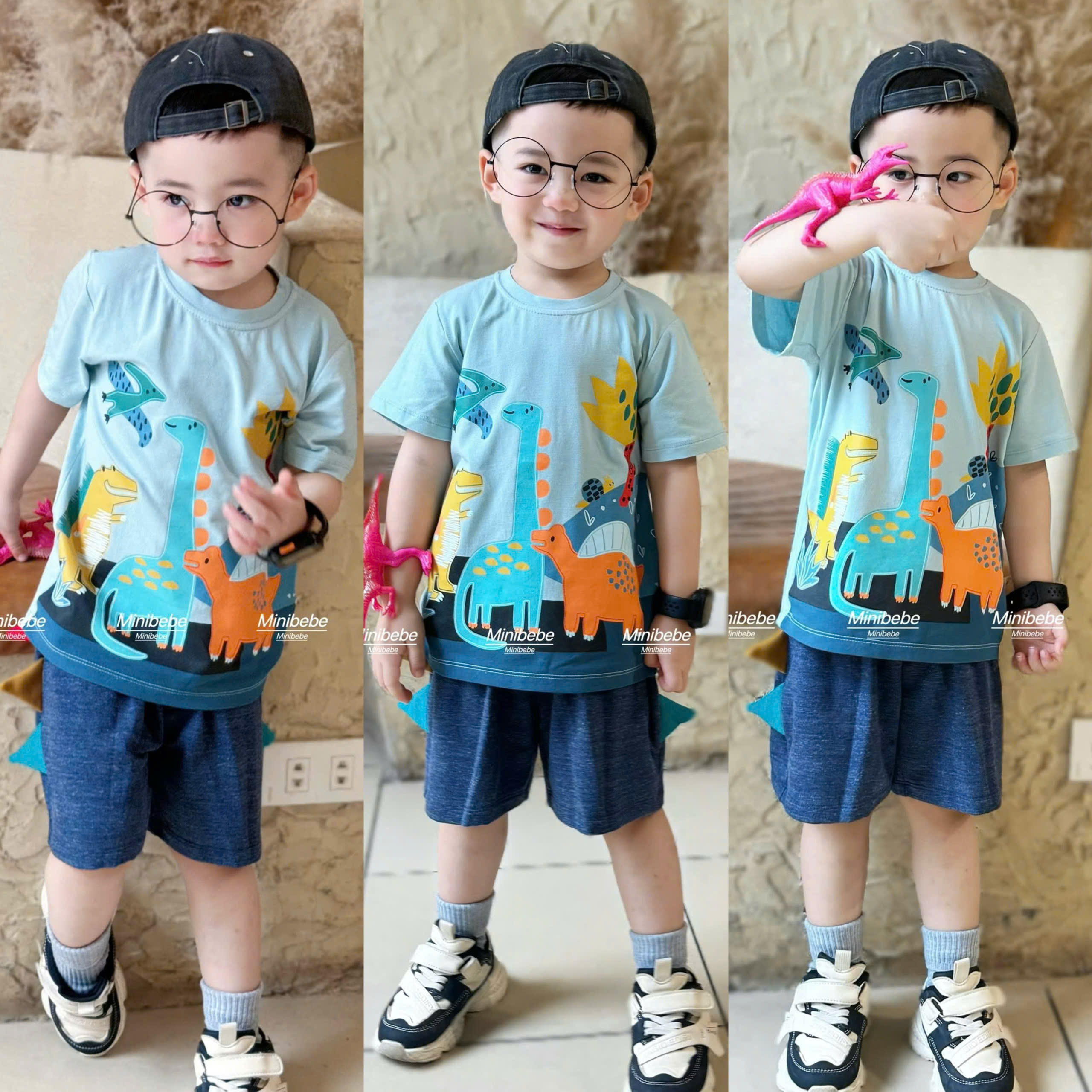 K03 BỘ CỘC ÁO XANH ĐỘNG VẬT NHIỀU MÀU SẮC- A117.1692