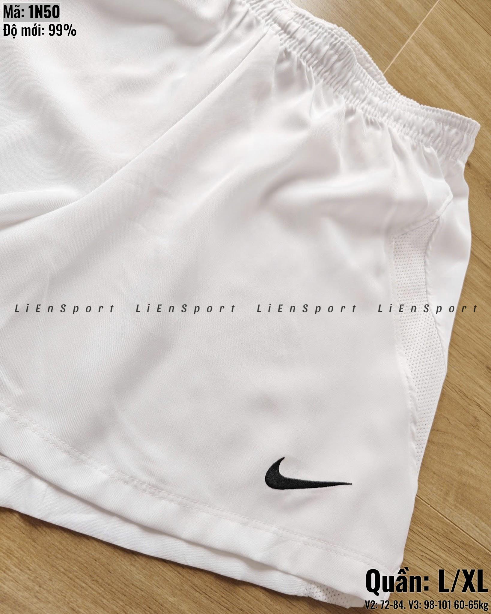 Nike Quần short thể thao Nữ Size L Trắng Auth 2nd Vải thun lạnh thoáng khí Cạp thun co giãn Mảng lưới hai bên Phù hợp tập gym yoga chạy bộ Mã:1N50_thumbnail_2