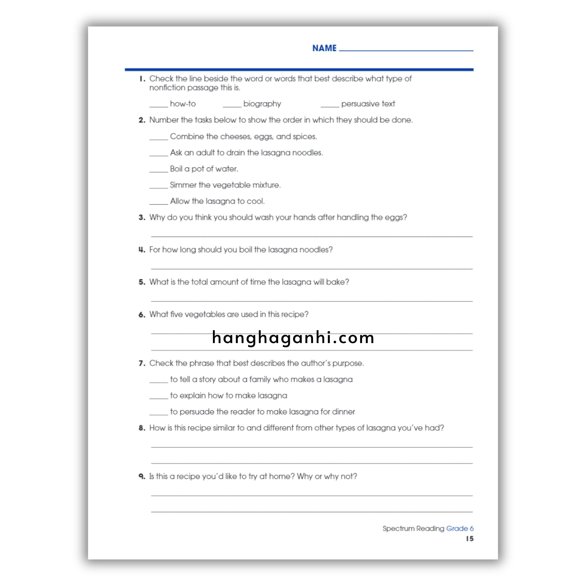 Sách Spectrum Reading Workbook Grade 6_thumbnail_6
