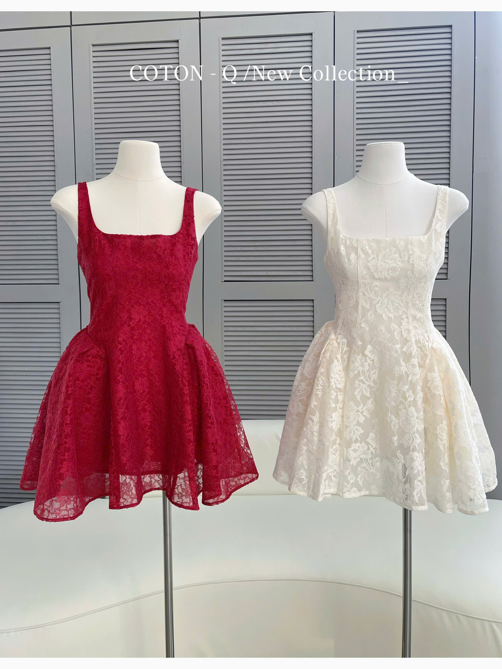 HV54 Đầm ren xòe ( ĐỎ )