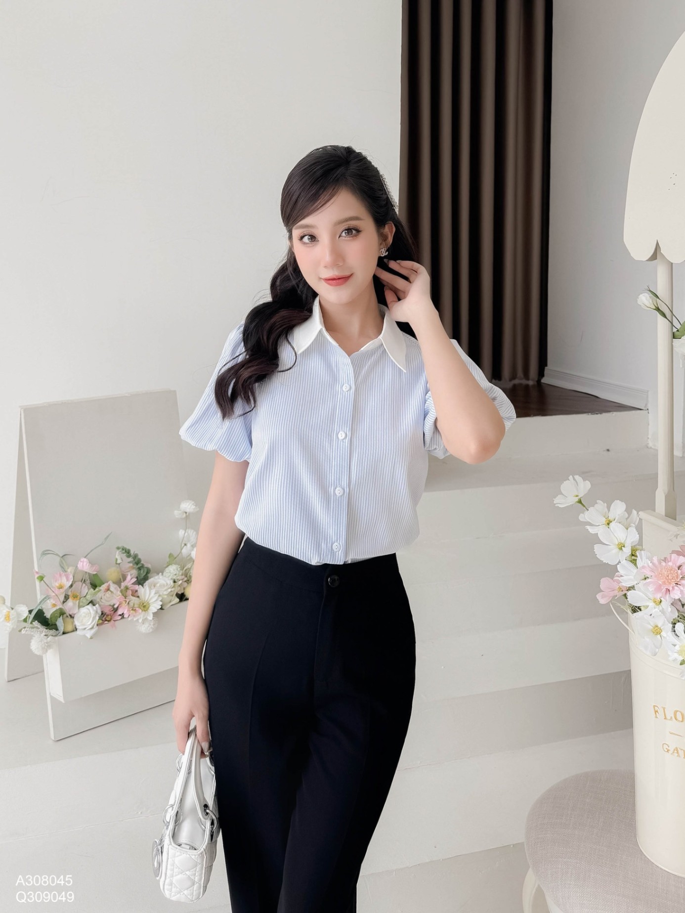 Áo sm cổ đức tay bồng