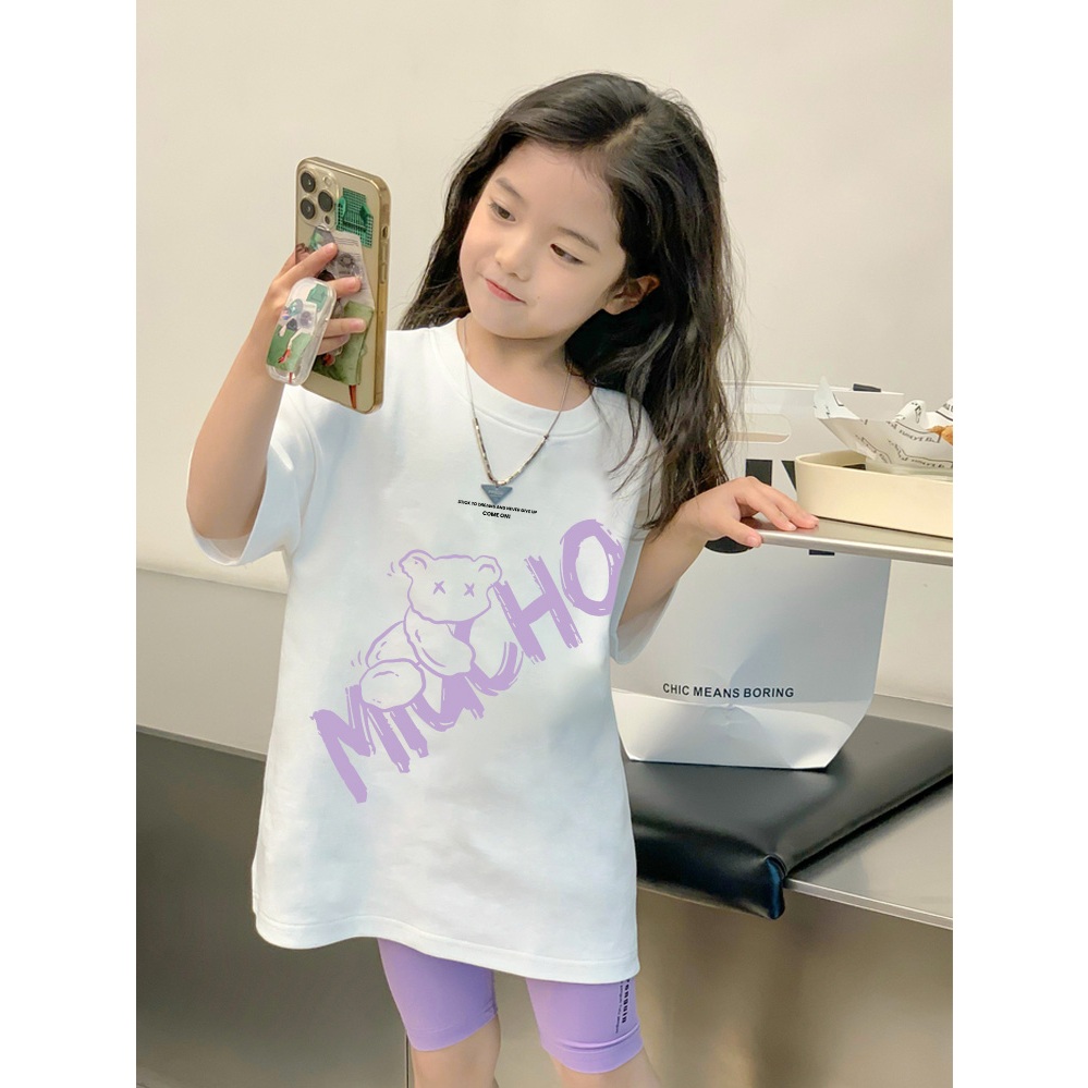 Áo thun cho bé gái form rộng AED1101 Miucho Kid tay ngắn vải cotton cổ tròn in mix_thumbnail_4