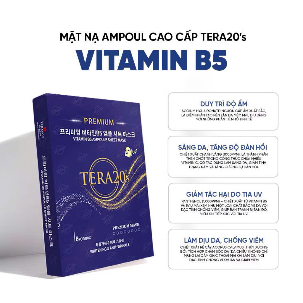 MẶT NẠ DƯỠNG DA TERA20’s PREMIUM (hộp/8miếng)