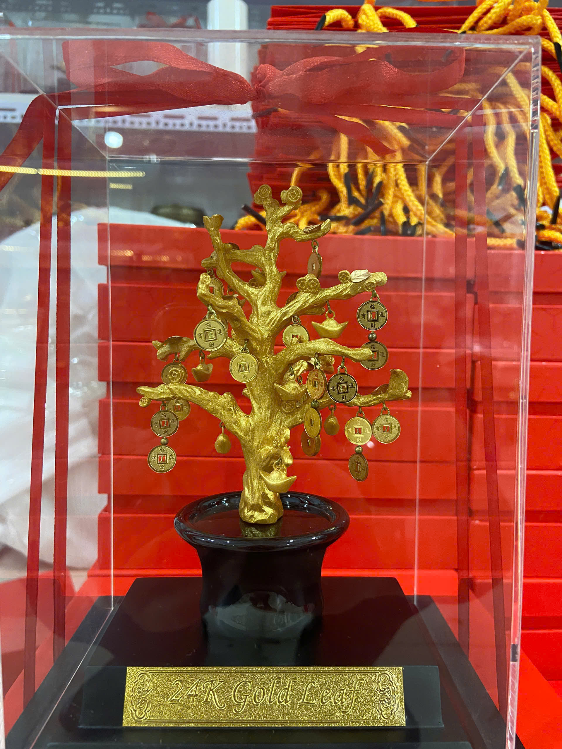 Chậu Cây Tài Lộc Phong Thủy mạ  Vàng 24k 17x14x22cm     _thumbnail_0