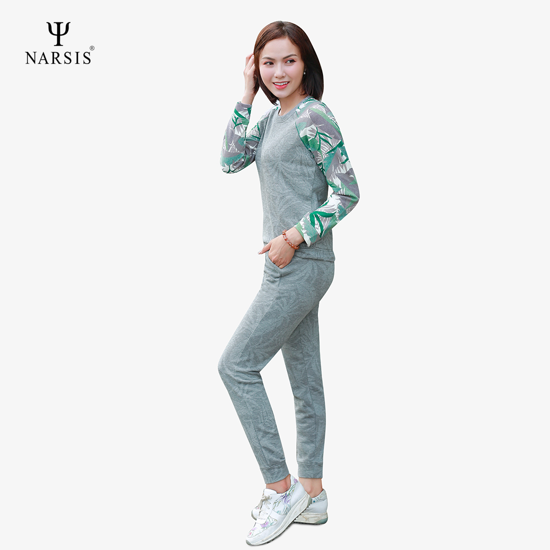 BỘ THU ĐÔNG NỮ M8053 NARSIS VẢI NỈ ẤM ÁP, MỀM MẠI, THÍCH HỢP MÙA ĐÔNG, GIỮ NHIỆT TỐT