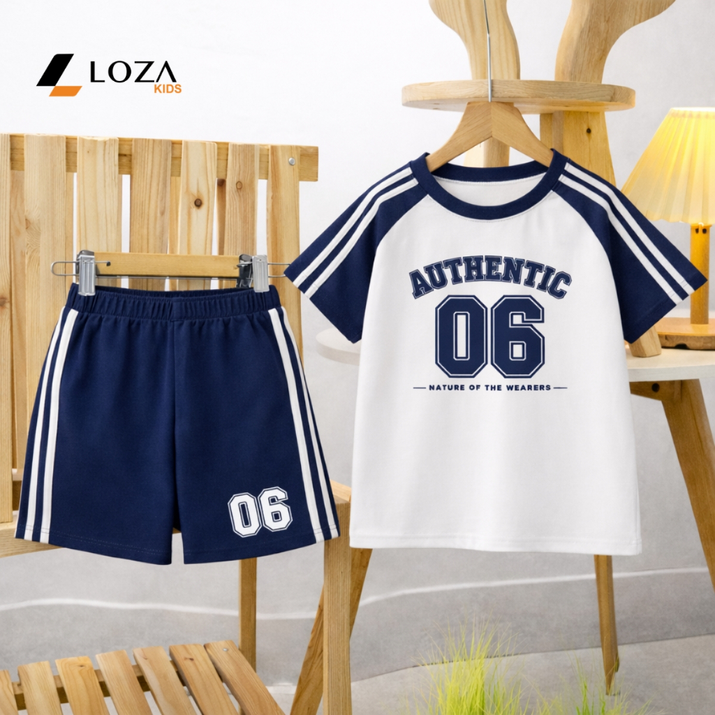Set bộ bé trai phối viền hình số 6 AUTHENTIC - Loza Kids BF587
