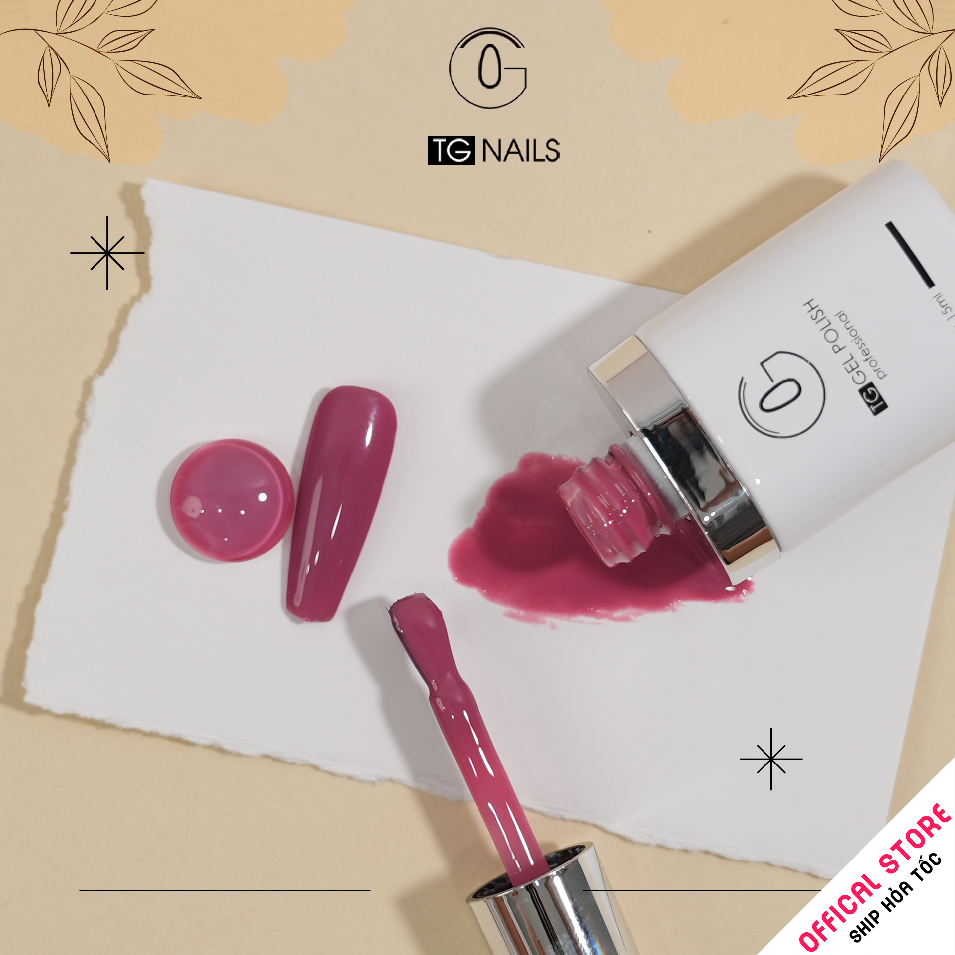 Sơn móng TG Nails gel. Khối lượng tịnh: 10g/ lọ. Nhãn hàng TG nail gel - Com Bo 6 màu Thạch Hồng_thumbnail_2