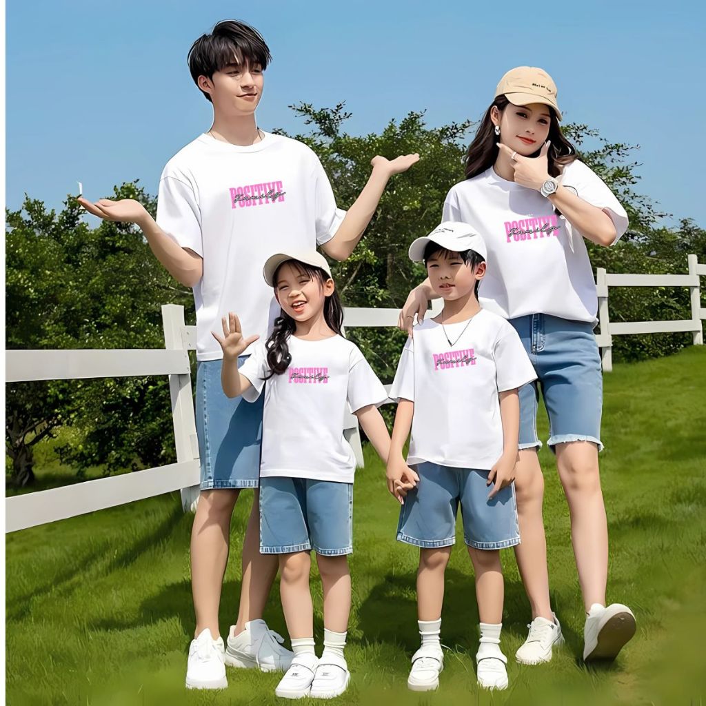 Áo phông gia đình in chữ Positive - Áo thun đồng phục gia đình 3-4-5 người - Loza RT3046-AT3046_thumbnail_4