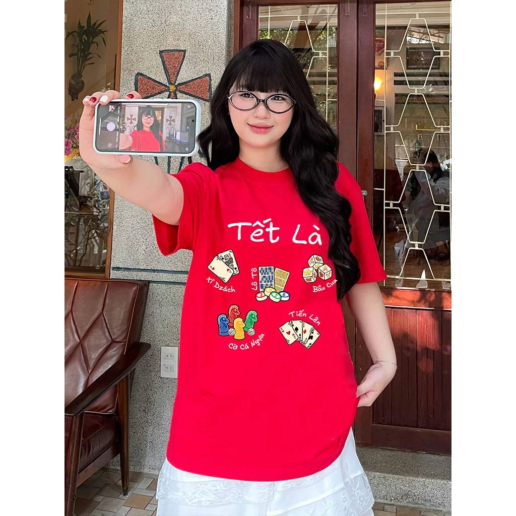 Áo thun Tết Bính Ngọ 2026 form rộng Miucho chất thoáng mát dày dặn hình sắc nét in mix 2937_thumbnail_2