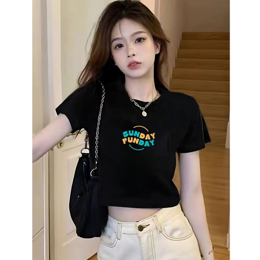 [Form Ôm] Áo croptop nữ ôm body màu đen in hình - Áo thun nữ dáng croptop ôm Loza - G0260_thumbnail_4
