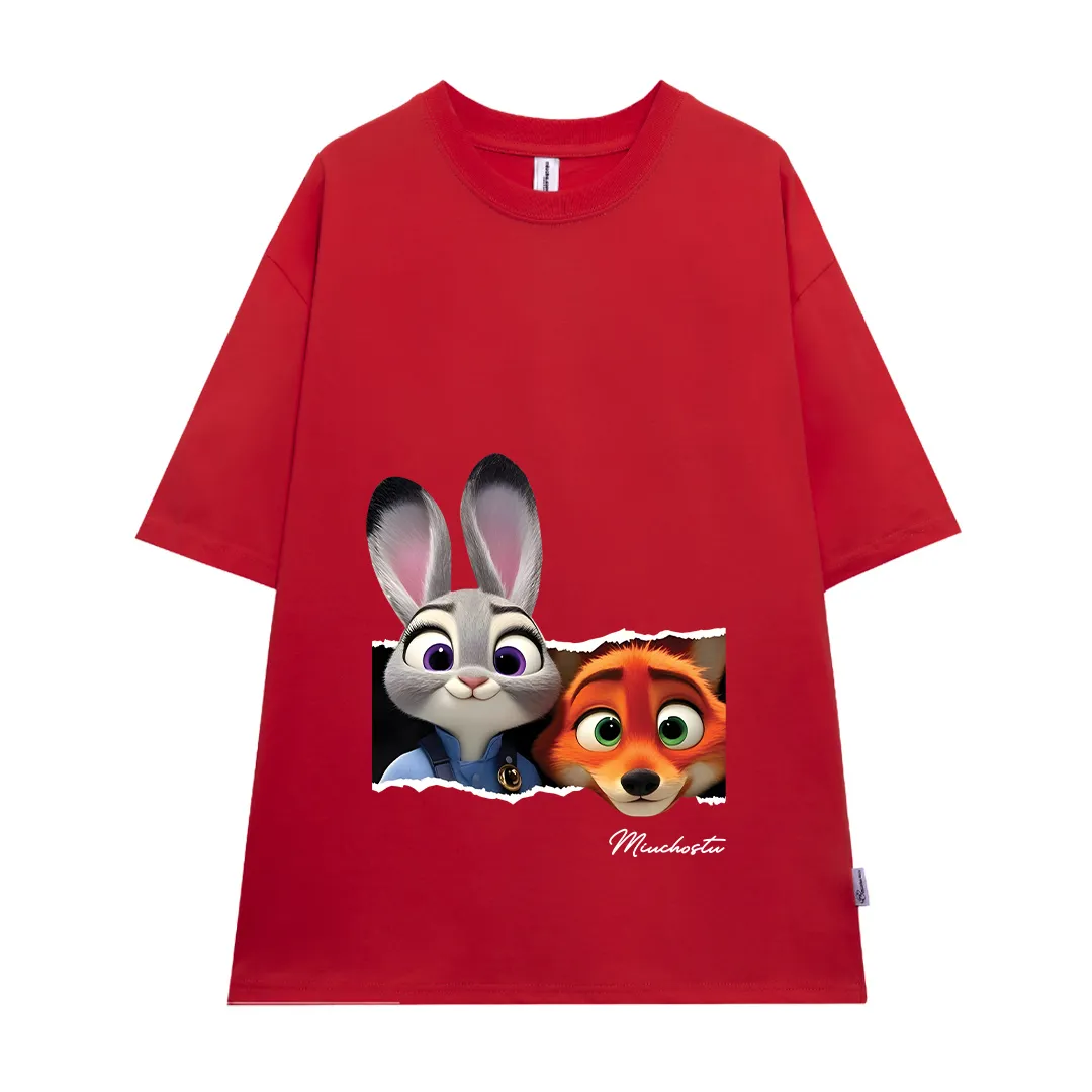 Áo thun couple form rộng Miucho vải cotton thoáng mát dày dặn hoạt hình Zootopia 2813_thumbnail_14