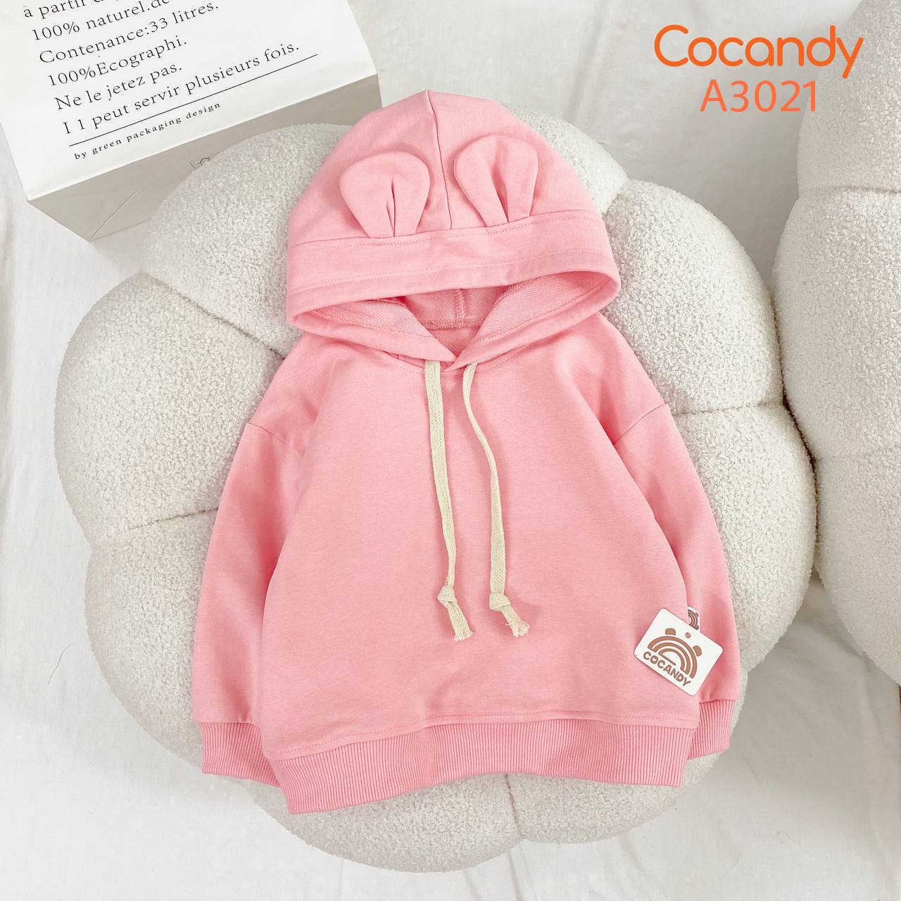 Áo dài da cá HỒNG mũ tai gấu