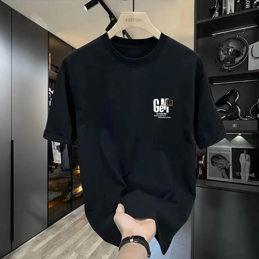 Áo thun nam form rộng ATD322 Miucho Iconic cotton cổ tròn in typography_thumbnail_2