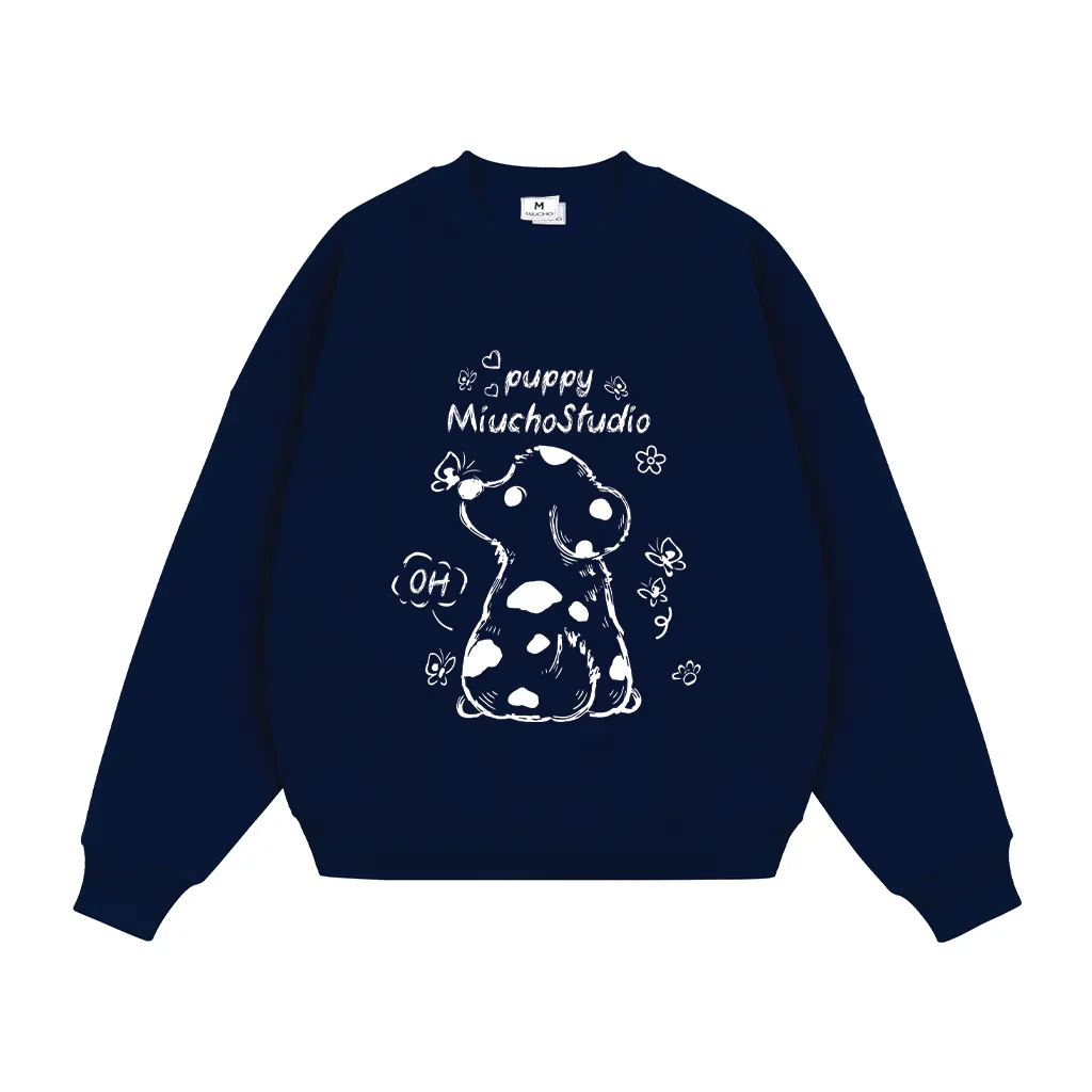 Áo Sweater nam nữ form boxy Miucho Studio nỉ 2 da mềm mại thoáng mát Puppy in mix 2792_thumbnail_10