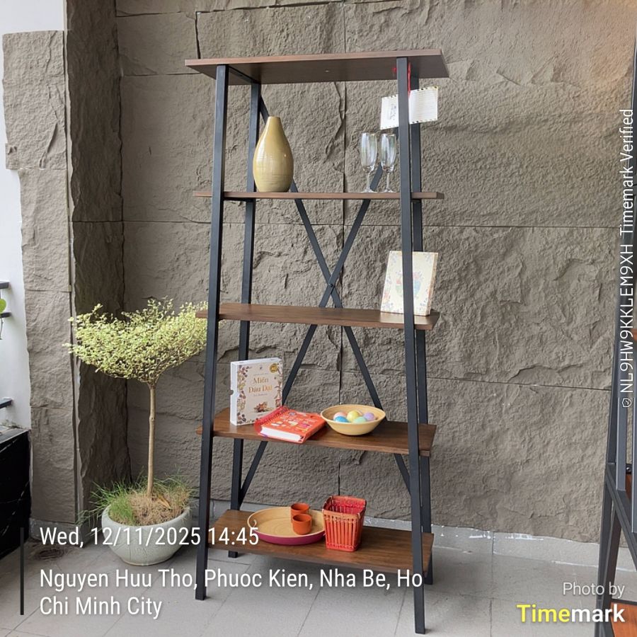 KỆ TRANG TRÍ 4 TẦNG CHỮ A INSPIRE Q MÀU NÂU