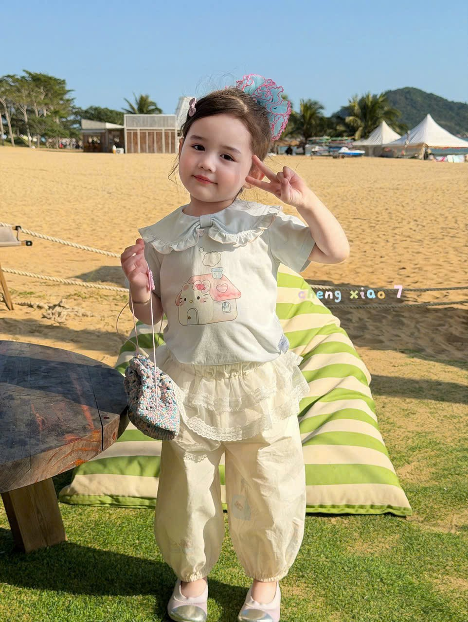 CX70 - Áo cổ bèo in hình ngôi nhà dễ thương hãng CX7