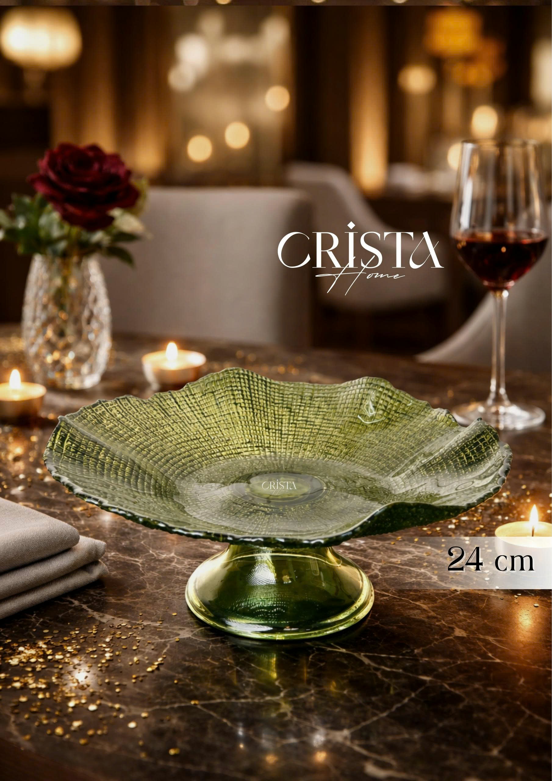 Đĩa thủy tinh cao cấp CRISTA HOME chân bồng vân lưới size 24 cm_thumbnail_12