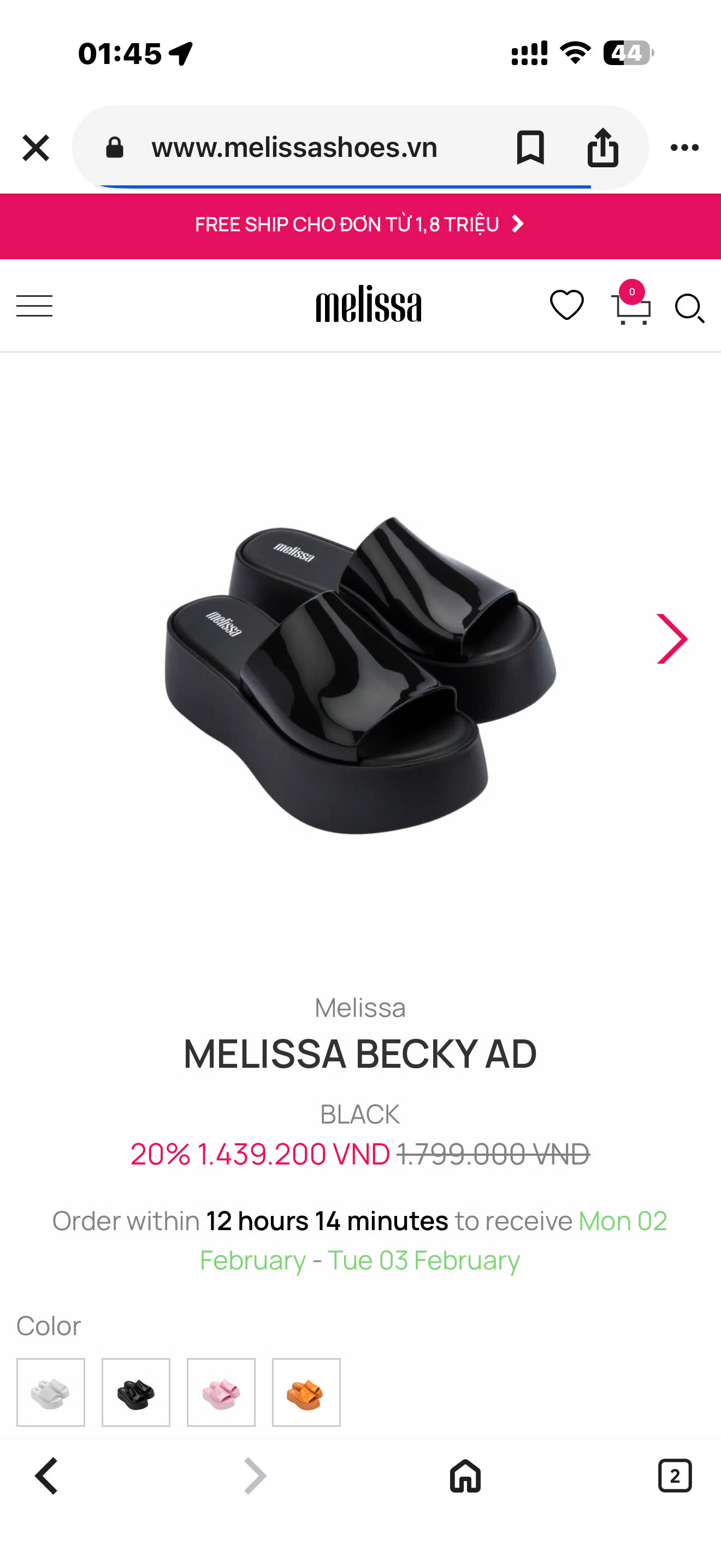D19 SALE DÉP MELISSA 3 MÀU FULLBOX (CAO 4P)