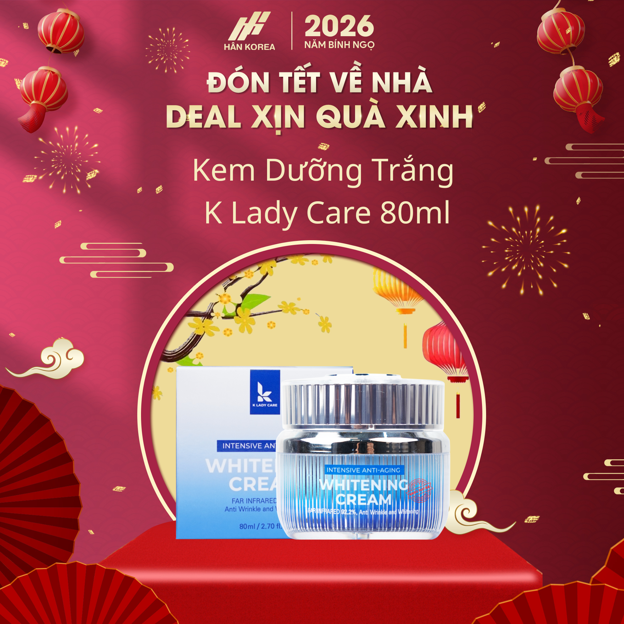 Kem dưỡng trắng da K LADY CARE Whitening Cream 80ml (22-9/2027)