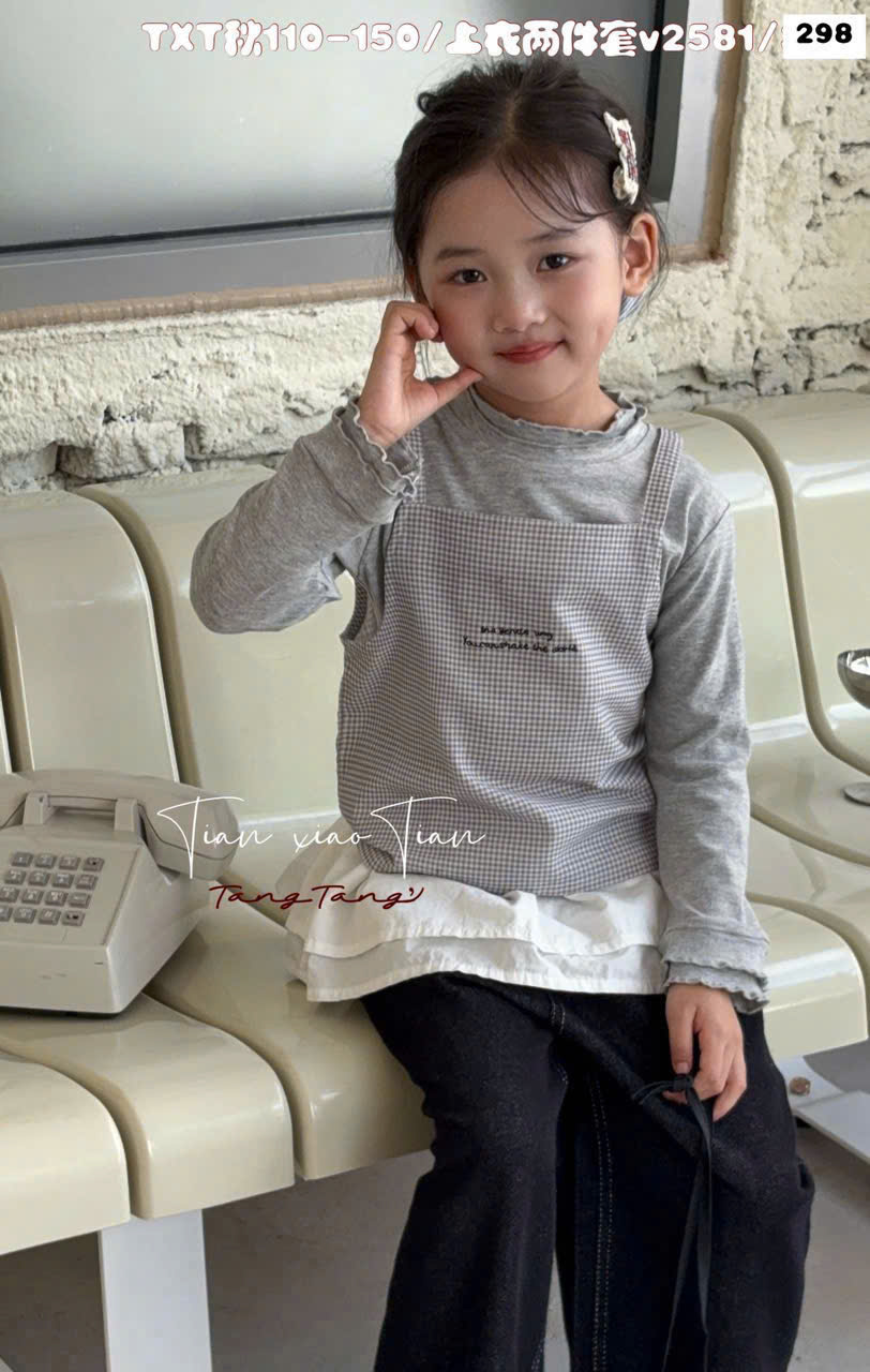 Set áo thun phối caro bé_thumbnail_4