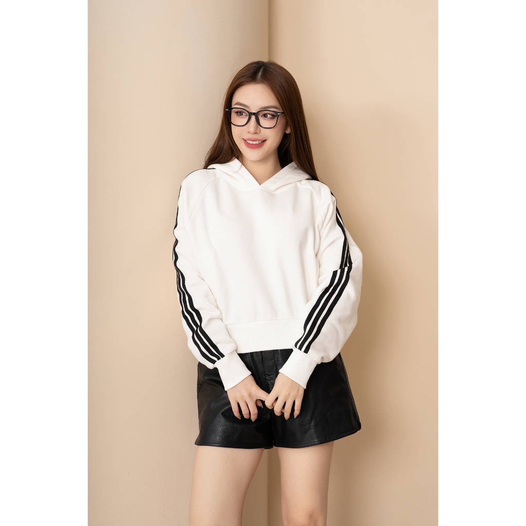 Áo nỉ trơn tay phối viền form vừa vặn - Loza PN8003