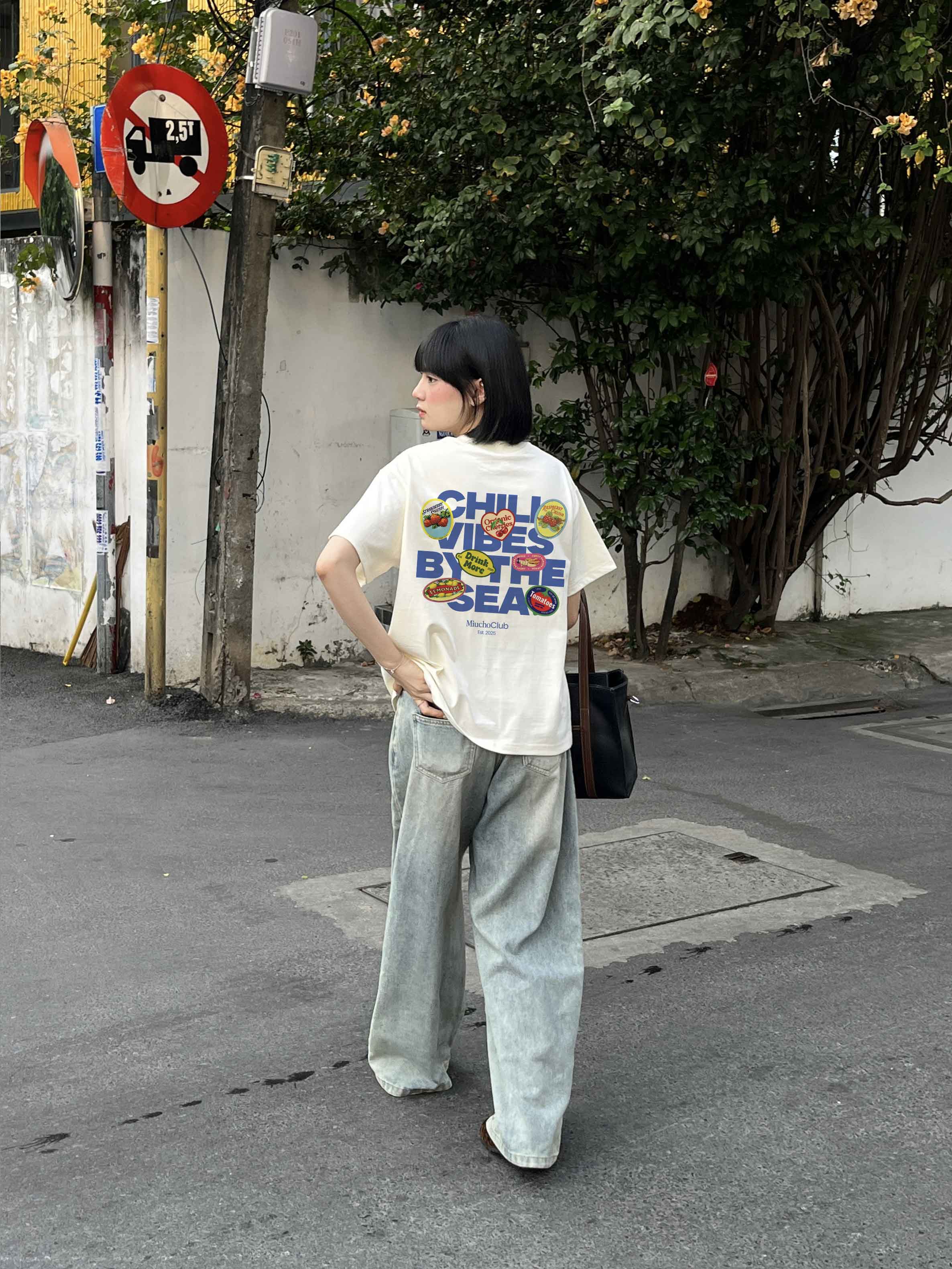 Áo thun boxy chill vibes 2104 Miucho cổ tròn vải cotton 2c 250gsm đứng form in mix_thumbnail_2