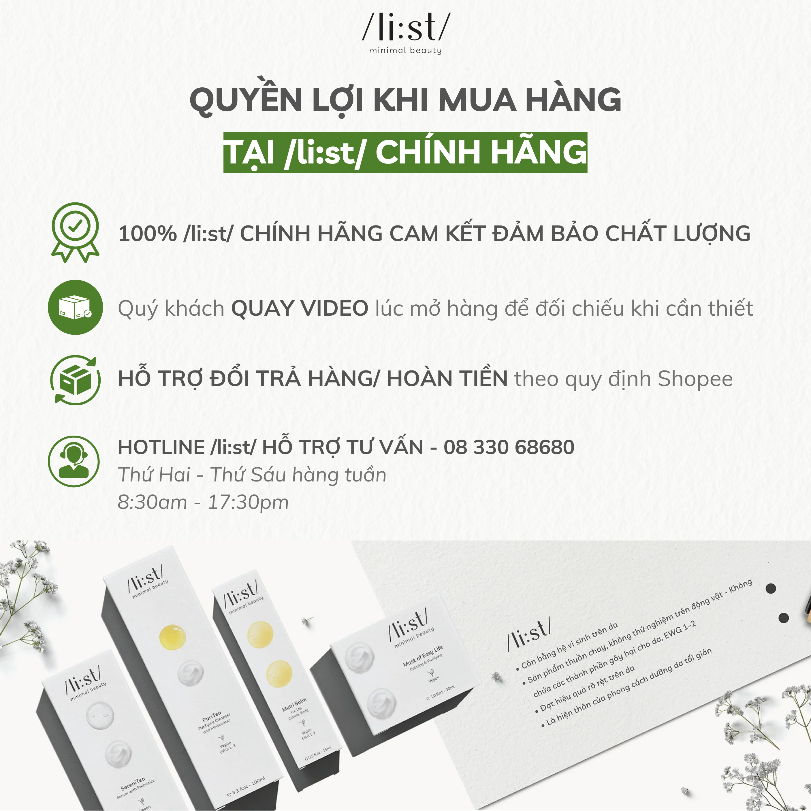 Bộ Đôi Chăm Da Tối Giản Li:st Dưỡng Da, Phục Hồi Và Cân Bằng Da Trà Rửa Mặt PuriTea 100ml, Serum SereniTea 30ml_thumbnail_8