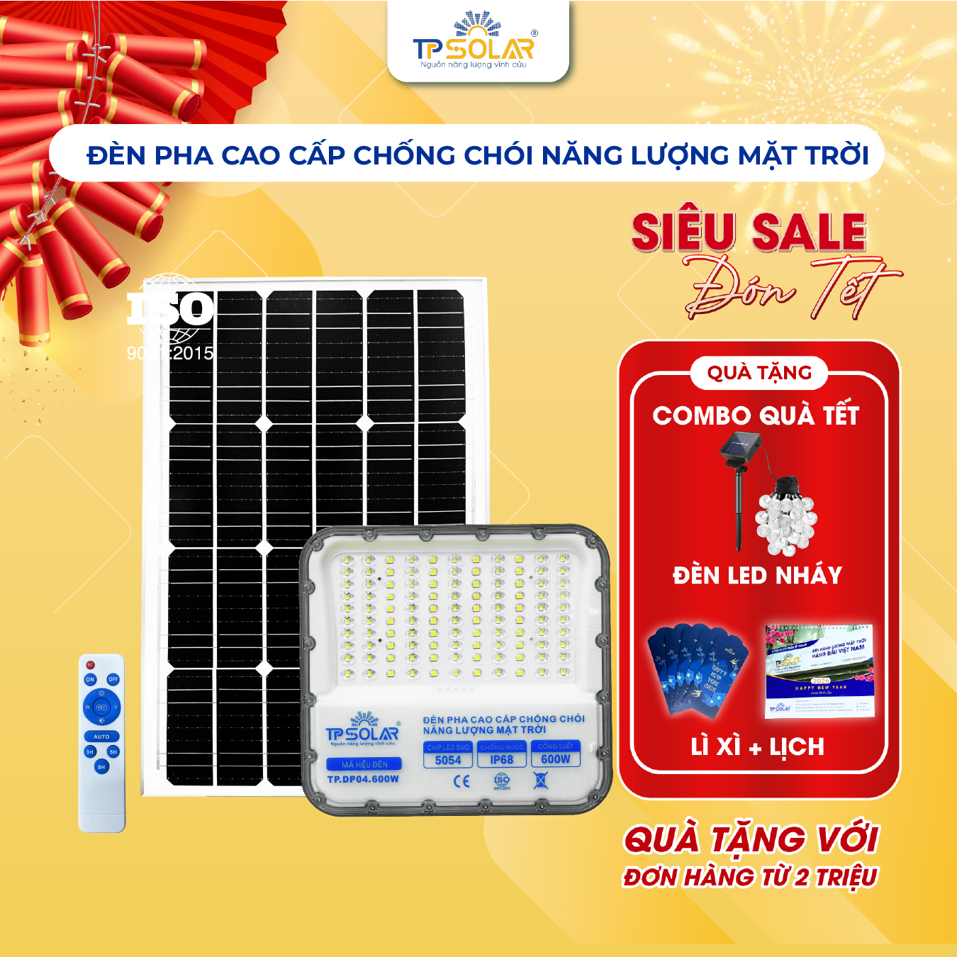 Đèn pha cao cấp chống chói năng lượng mặt trời (TP.DP04.600 / TP.DP04.1000)