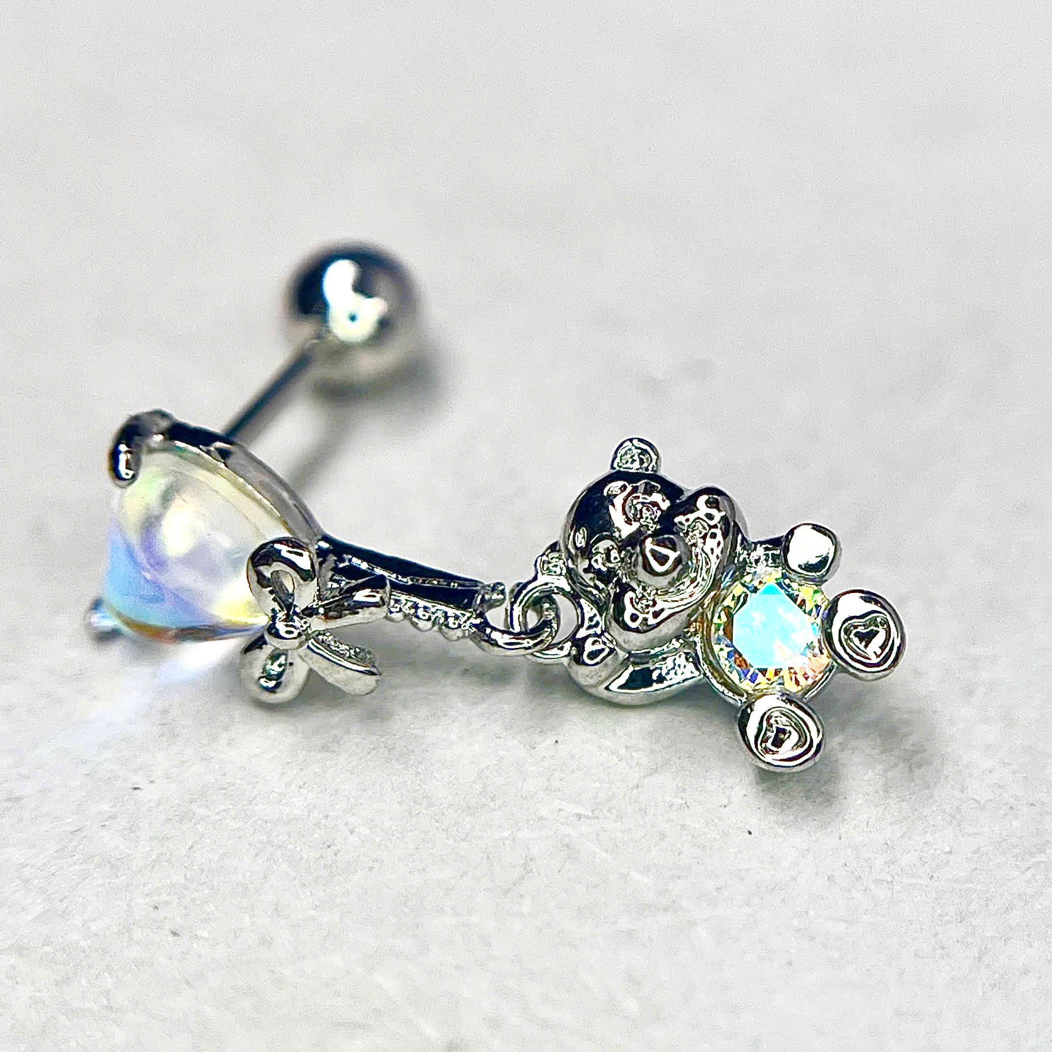 Khuyên kiểu rơi gấu 7 màu bi