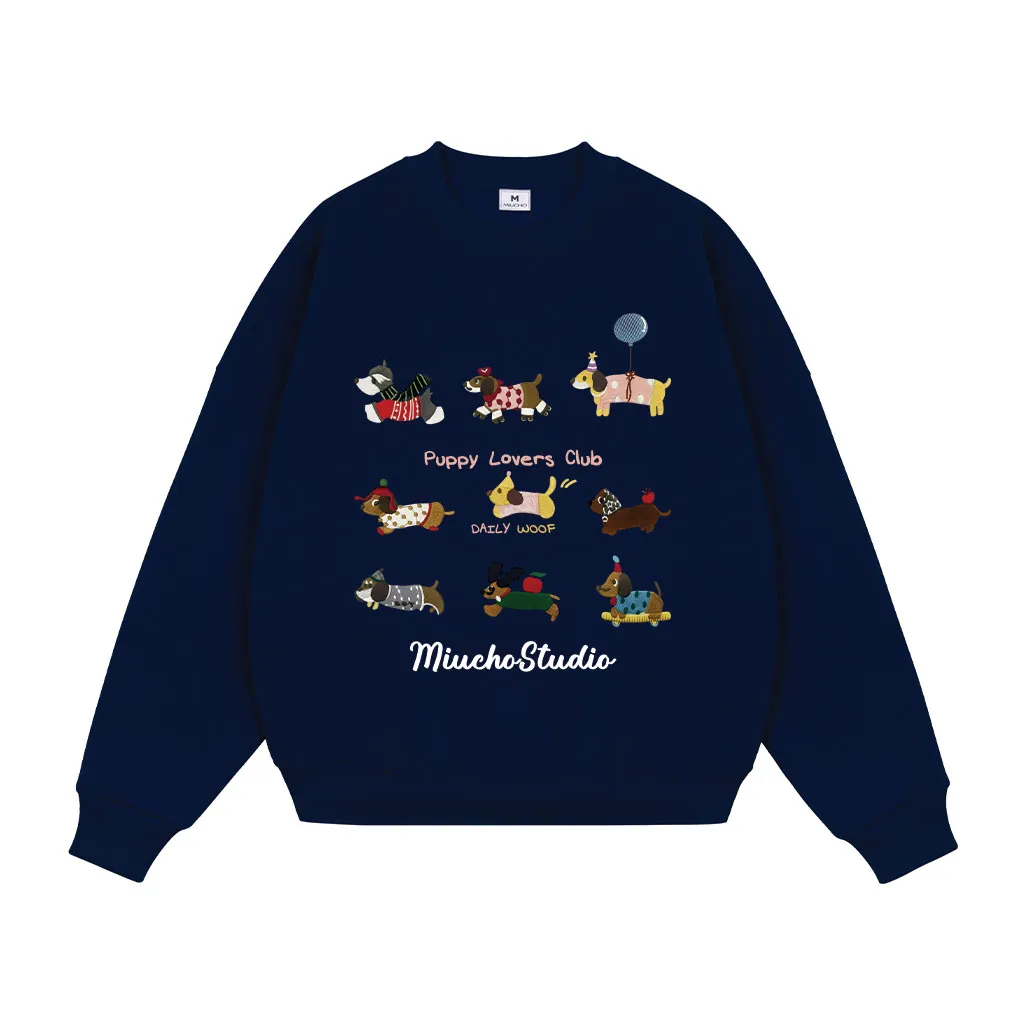 Áo Sweater form boxy Miucho nỉ 2 da dày dặn thoáng mát thoải mái Puppy lovers club in mix 2819_thumbnail_11
