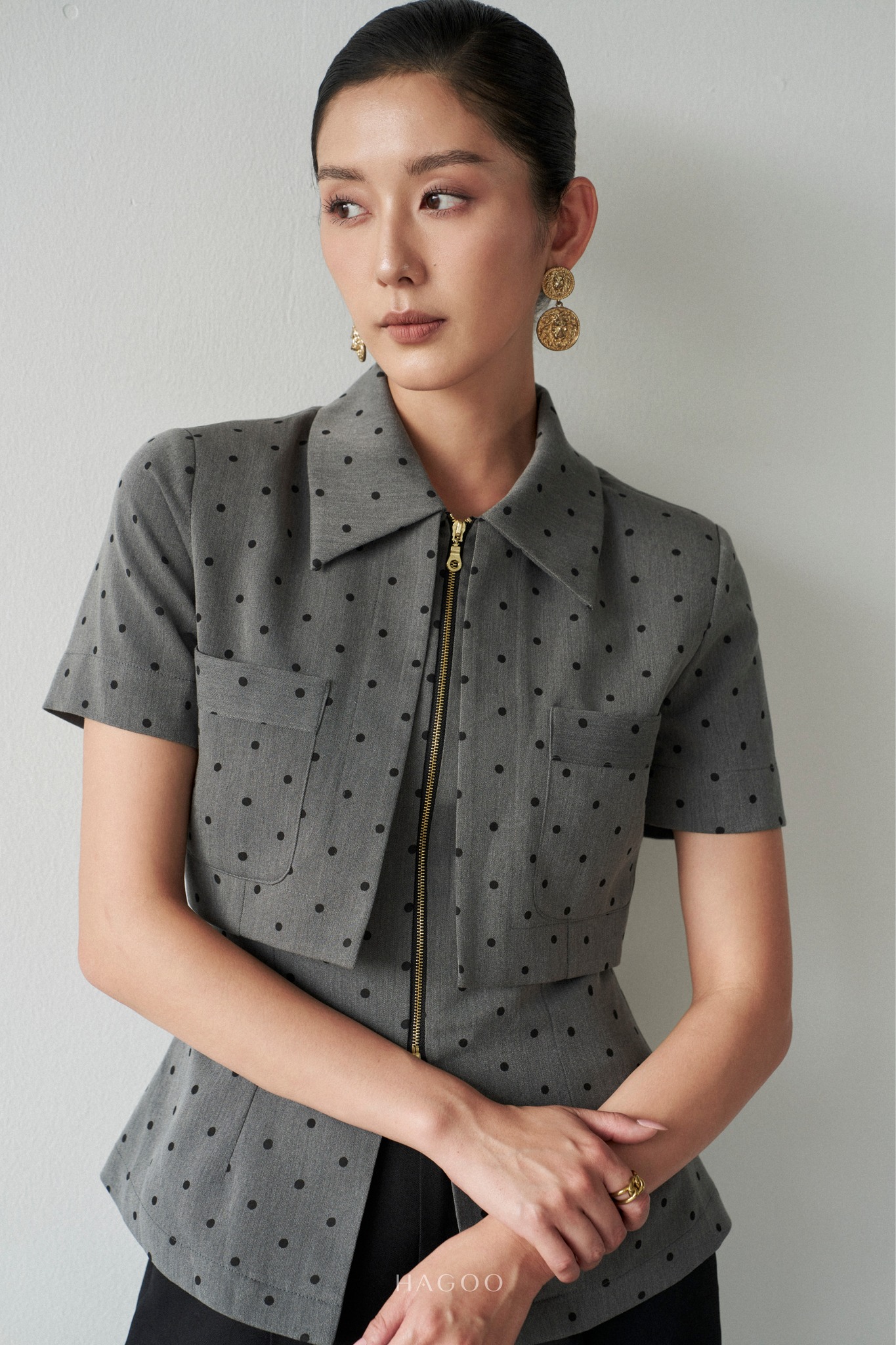 Áo ký giả hai tà chấm bi HAGOO_thumbnail_5