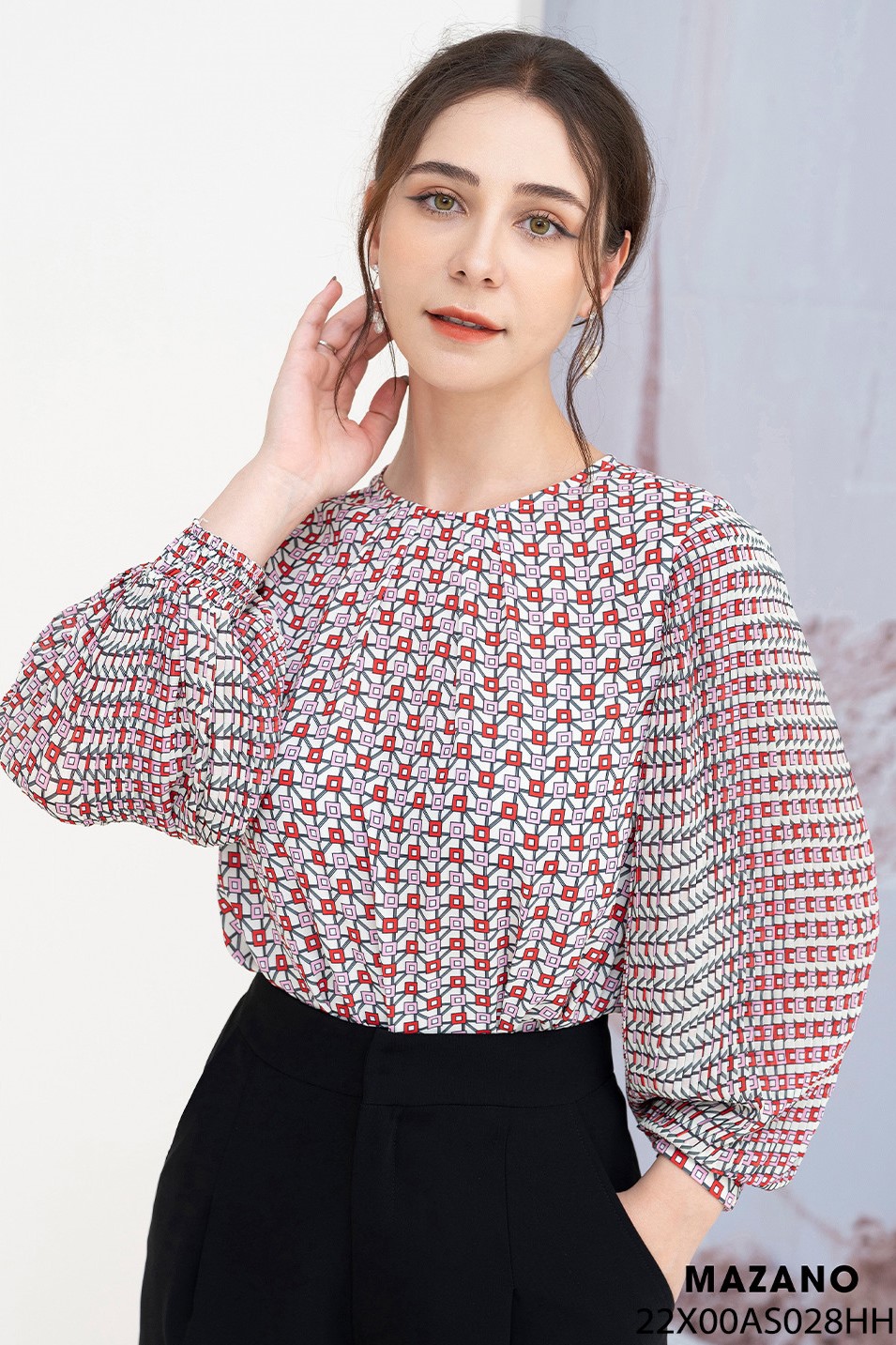 Áo sơ mi phối tay hiện tay