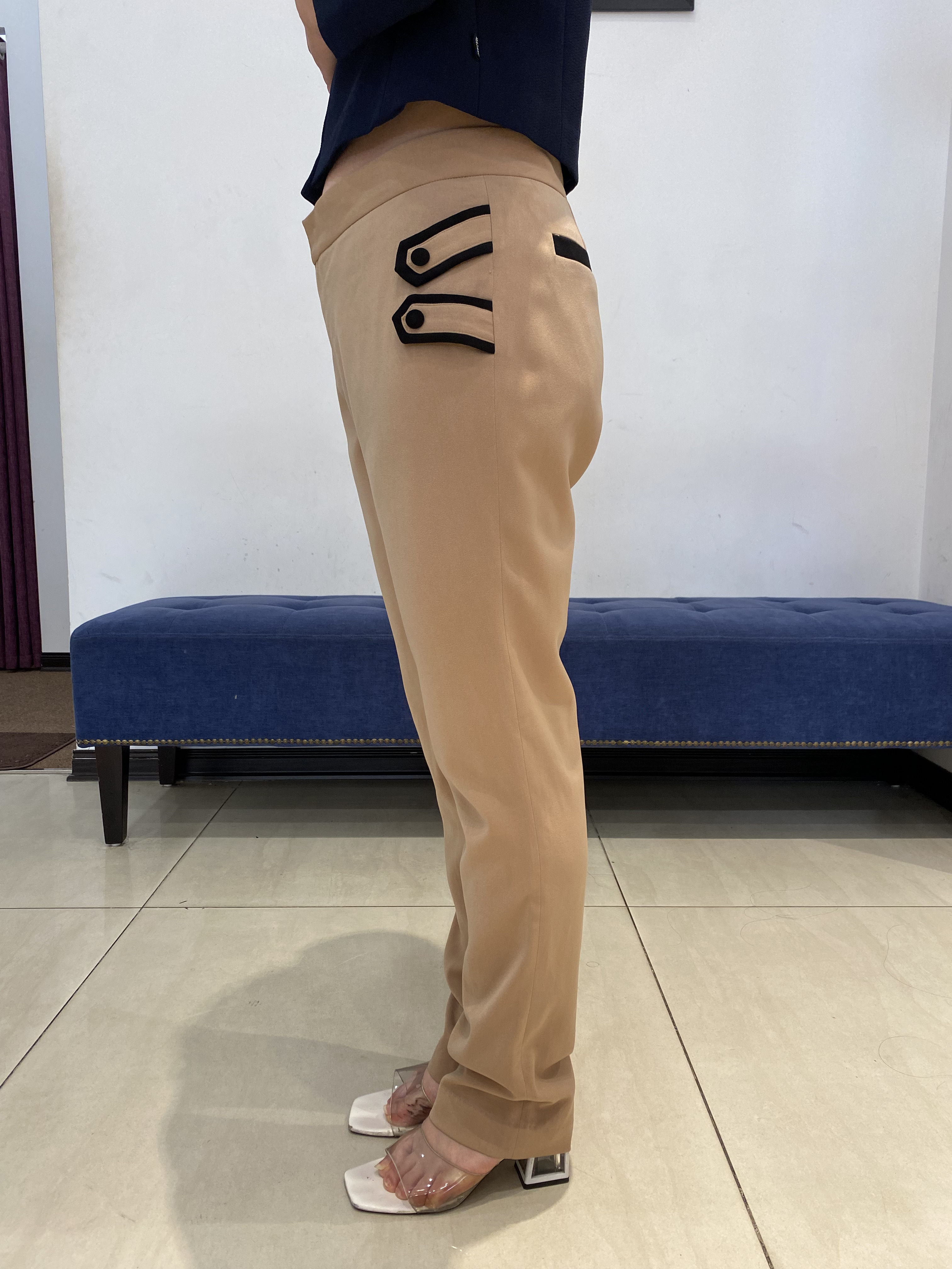 Quần Suông cạp tiêu chuẩn vải Tuytxi dày màu xanh ghi