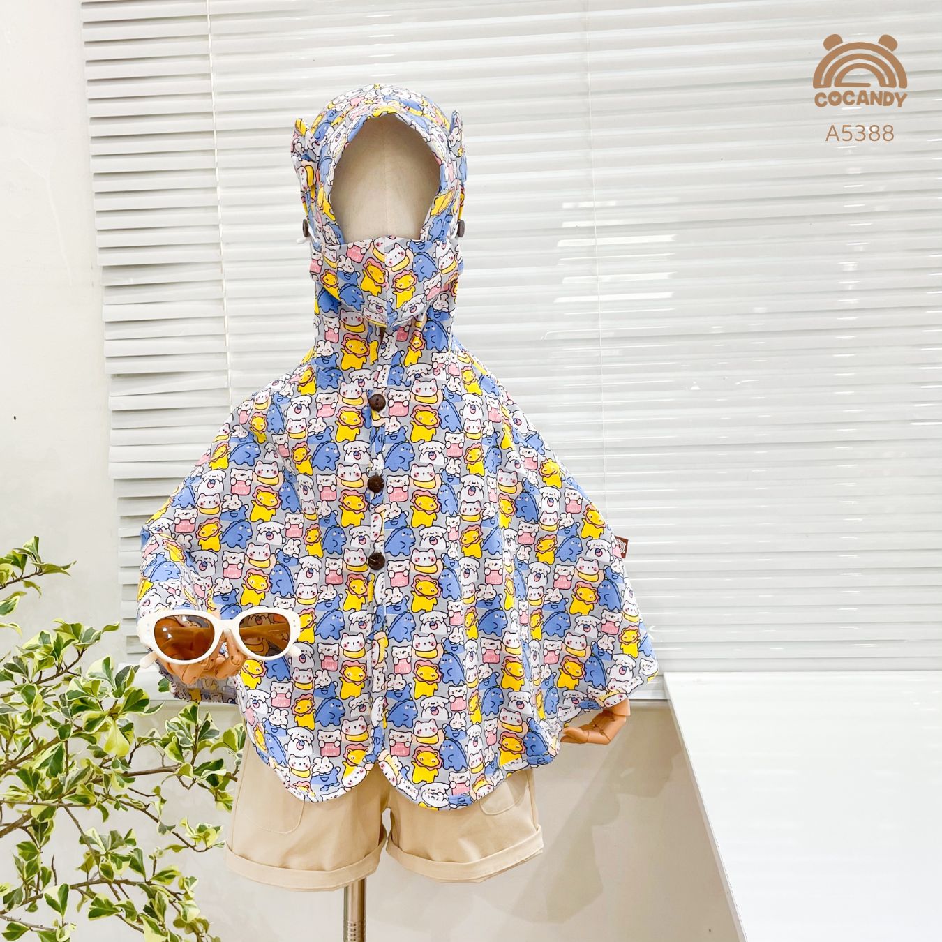 Áo choàng COTTON cao cấp COCANDY động vật GHI_thumbnail_1
