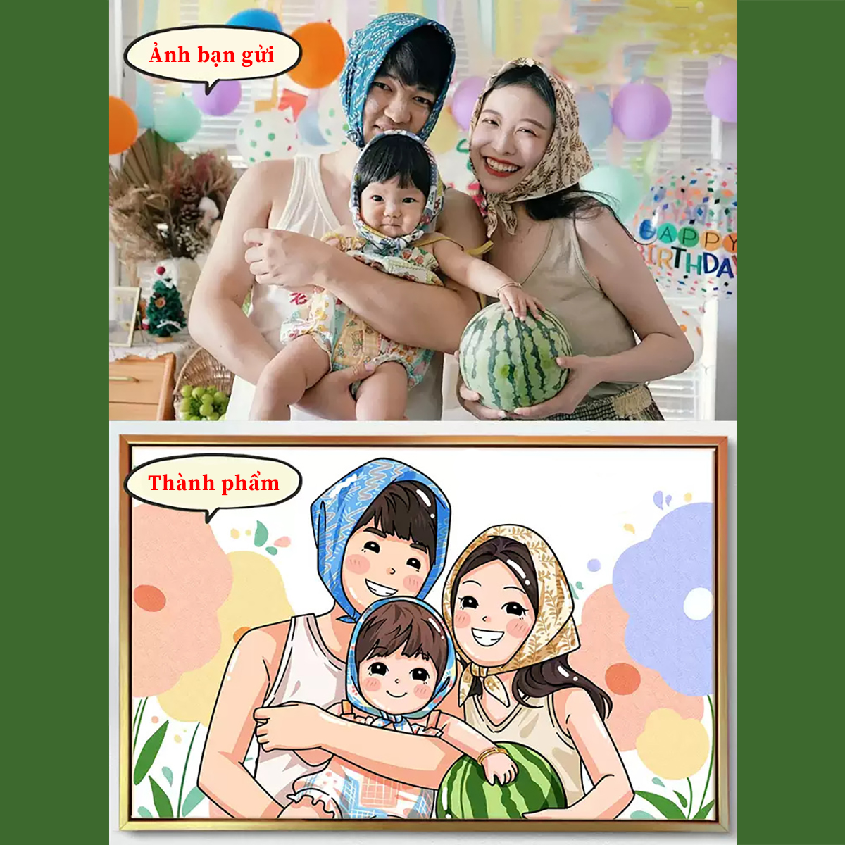 Tranh Vẽ Chibi Chuyển Thể Từ Ảnh Thật - Tranh Vẽ Theo Yêu Cầu, Lưu Giữ Kỷ Niệm Đẹp, Ý Nghĩa_thumbnail_7