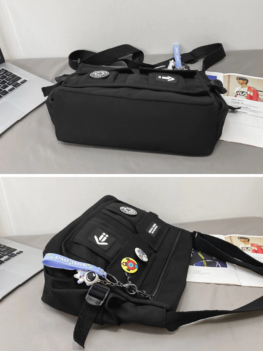 Túi đeo chéo nam nữ vải canvas chống nước nhiều ngăn có khóa kéo thời trang Hàn Quốc_thumbnail_1