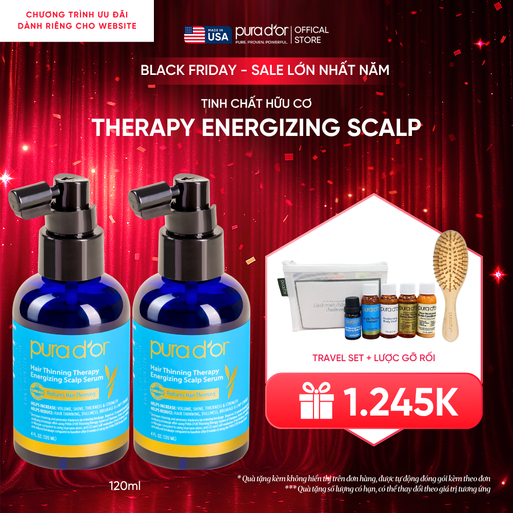Set 2 Tinh chất hữu cơ Therapy Energizing Scalp Giúp trẻ hóa da đầu - Giảm rụng tóc, mọc tóc chắc khỏe 120ml