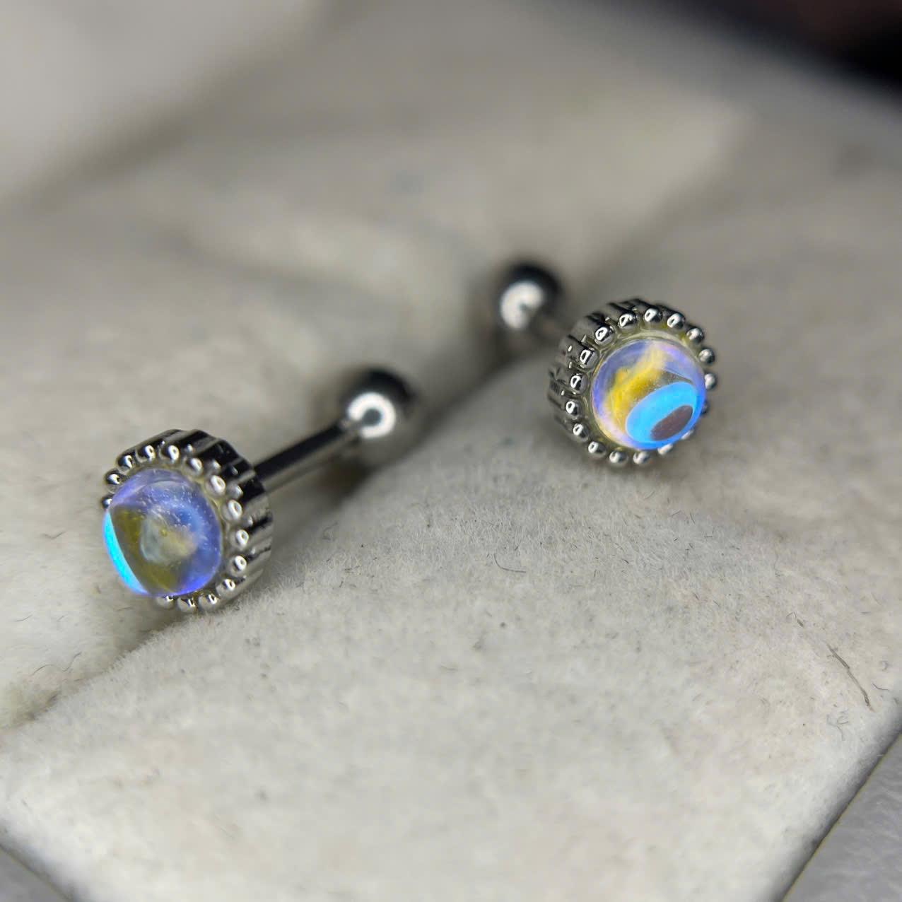 khuyên kiểu đá moonstone 7 màu bi