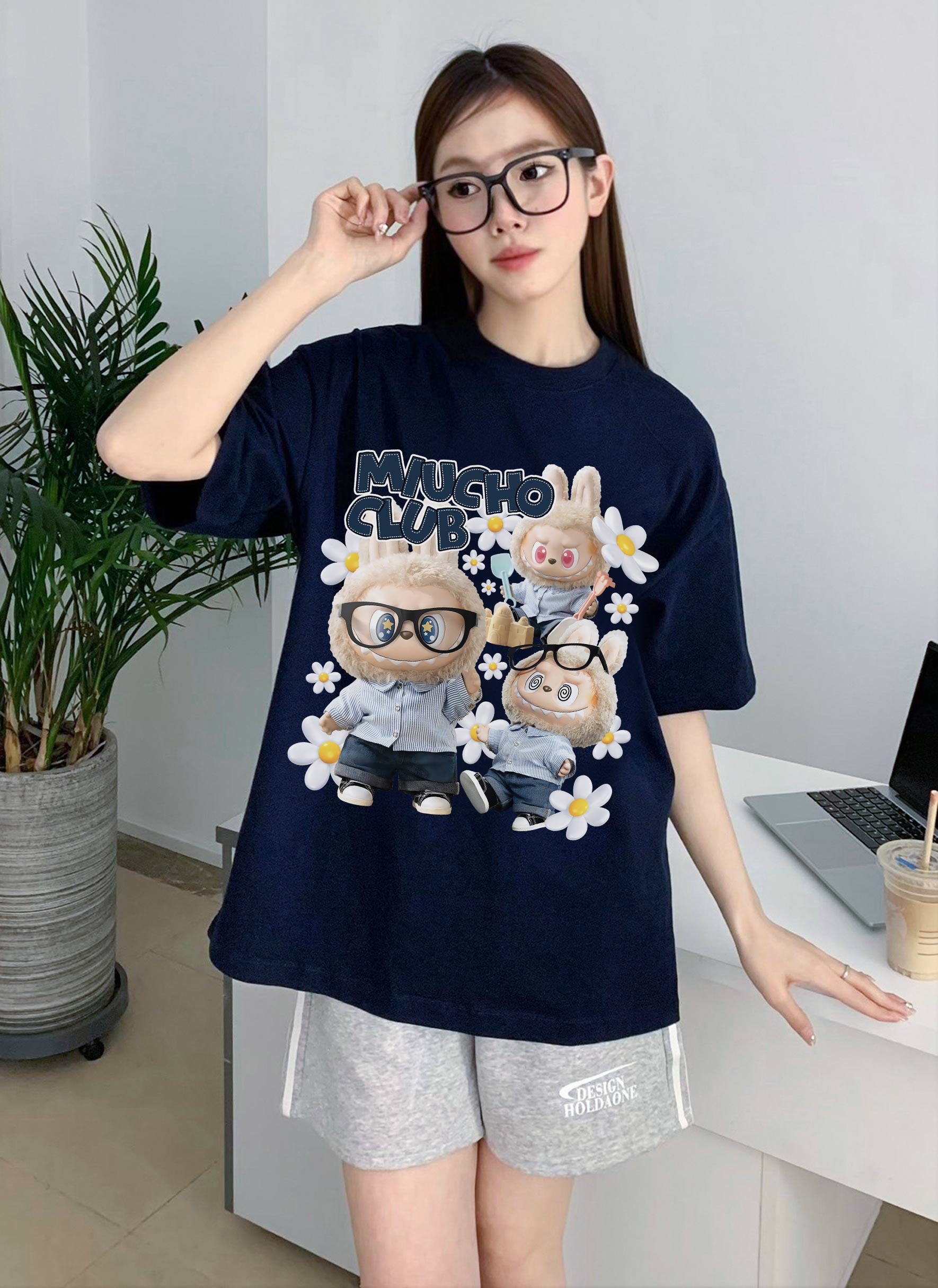 Áo phông labubu form rộng unisex ATD1447 Miucho vải cotton cổ tròn in mix_thumbnail_4