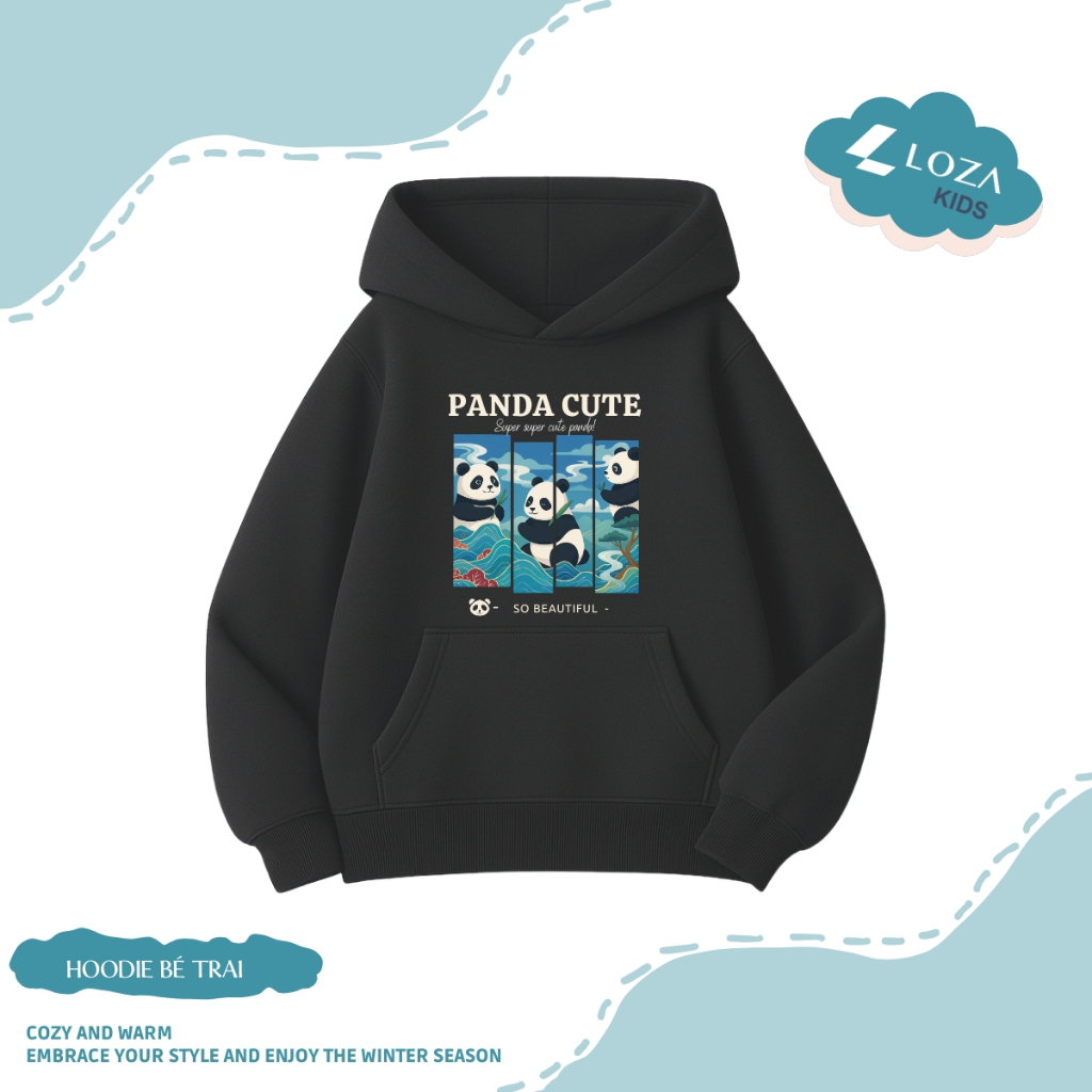 Áo nỉ hoodie bé trai in hình gấu trúc Panda - Loza Kids HN001_thumbnail_5