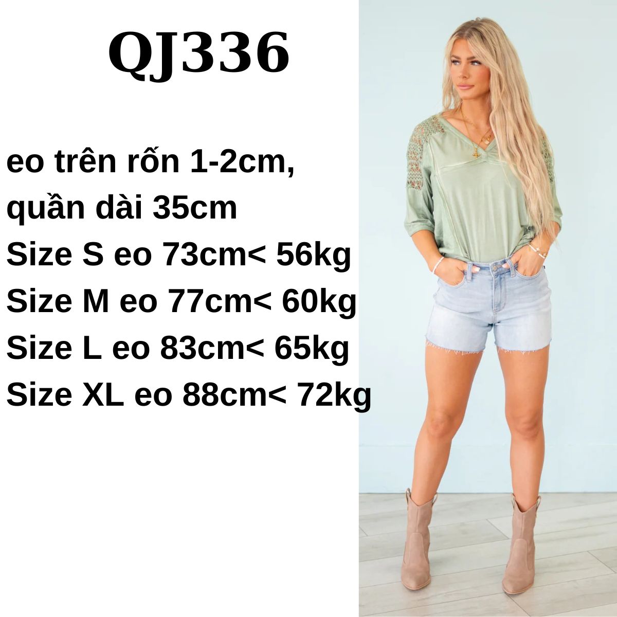 QJ336-Quần đùi cắt lai nhạt