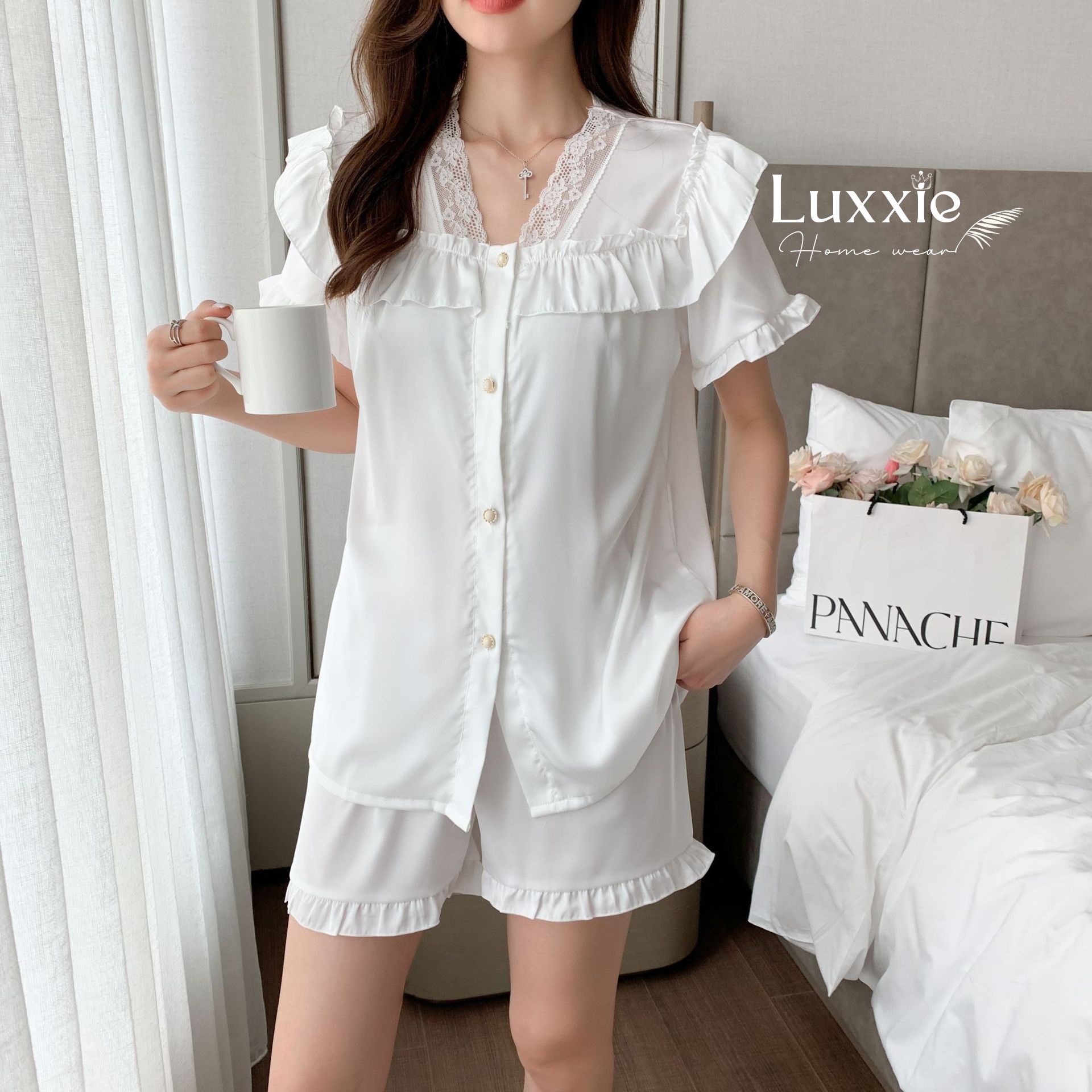 N49C Pijama cổ V ren cộc đùi_thumbnail_2