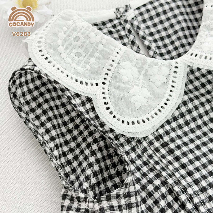 Váy sát nách ĐEN chấm bi nhún phối 2 nơ_thumbnail_5