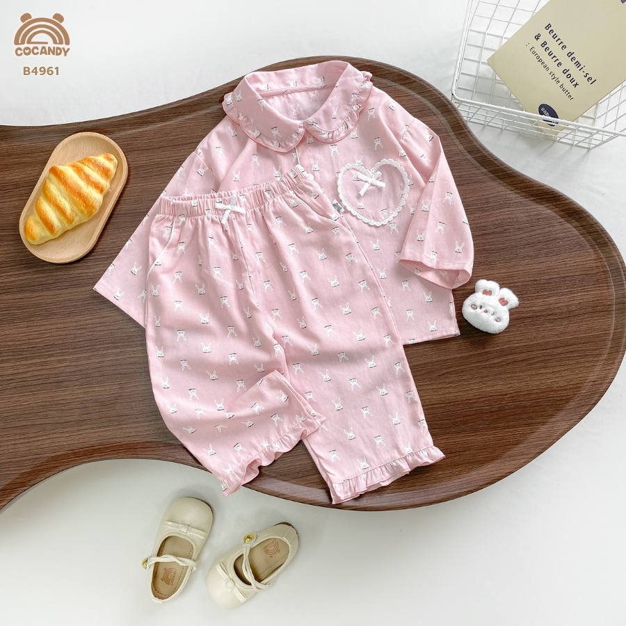 Bộ dài HỒNG pijama họa tiết thỏ