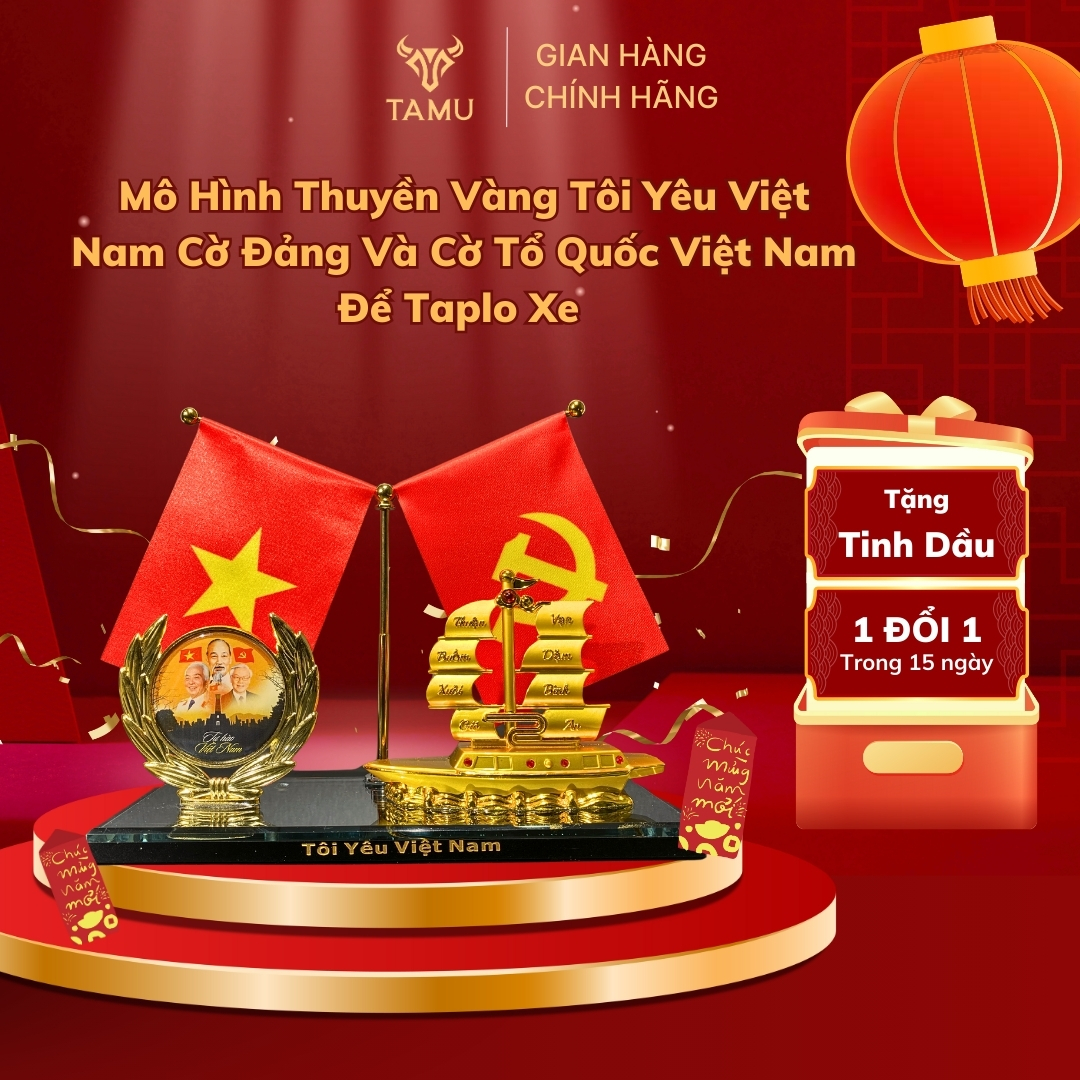 Mô Hình Thuyền Vàng Cờ Tổ Quốc Cờ Đảng